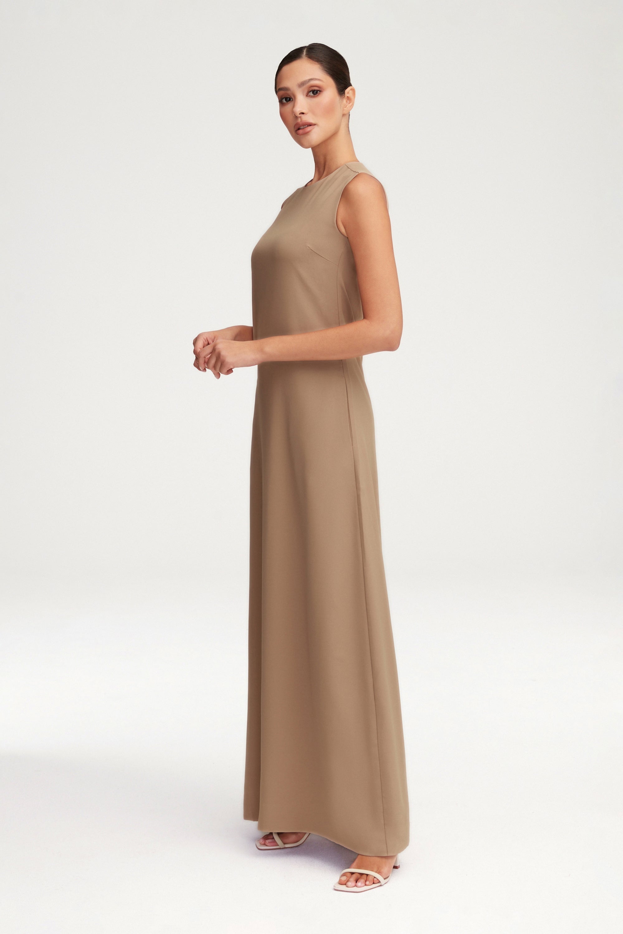Essential Sleeveless Maxi Slip Dress - Caffe Clothing Veiled 