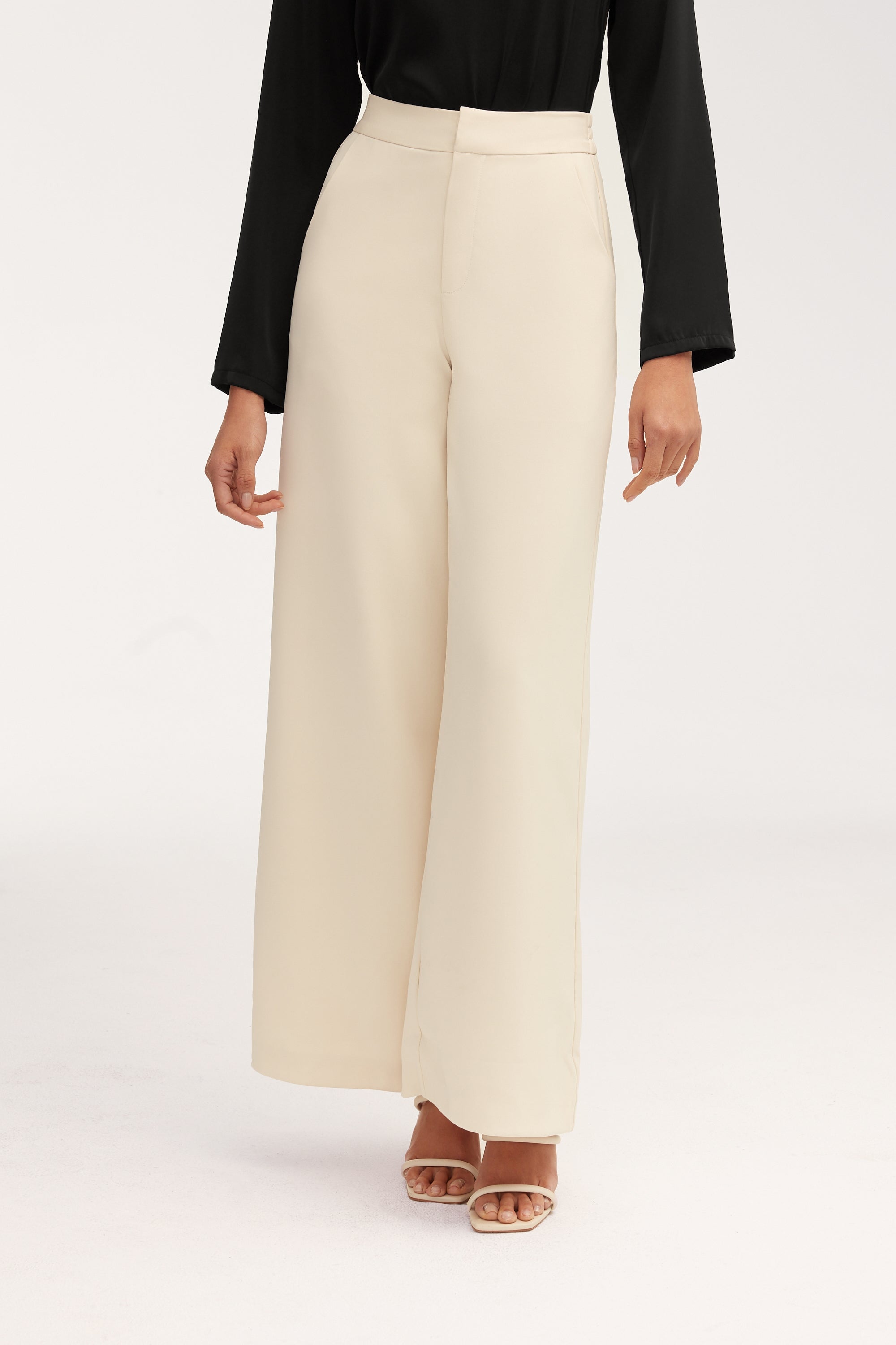 Essential Ultra Wide Leg Pants - Off White Clothing Veiled 