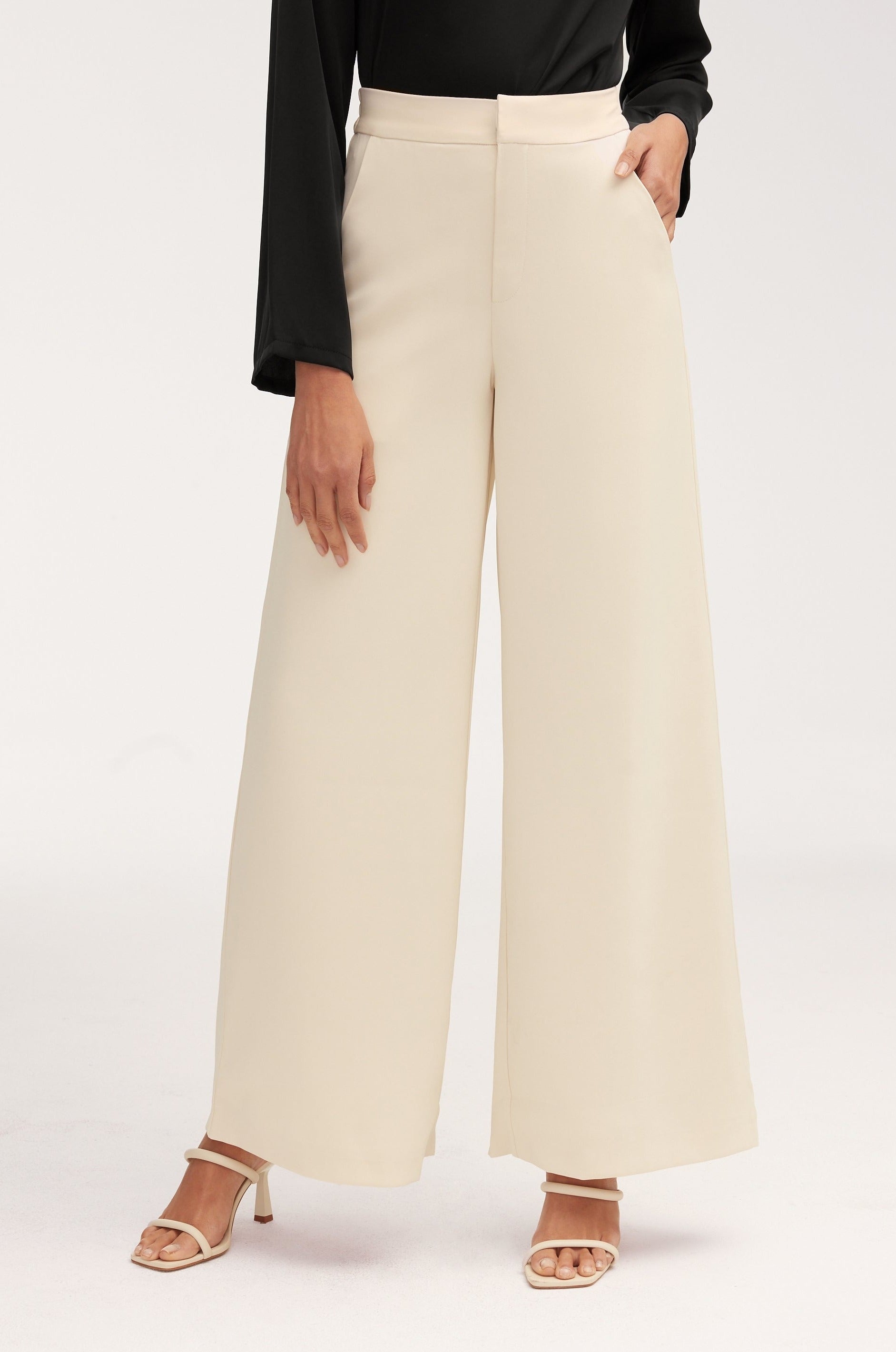 Essential Ultra Wide Leg Pants - Off White Clothing Veiled 