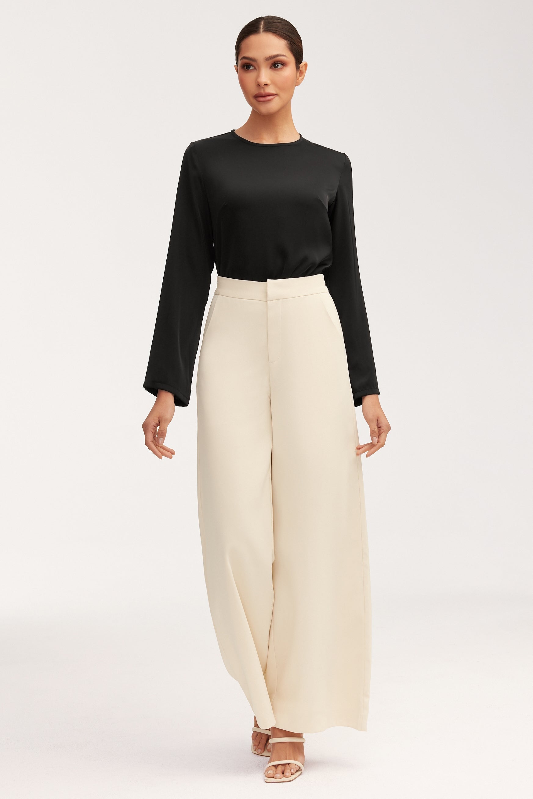 Essential Ultra Wide Leg Pants - Off White Clothing Veiled 