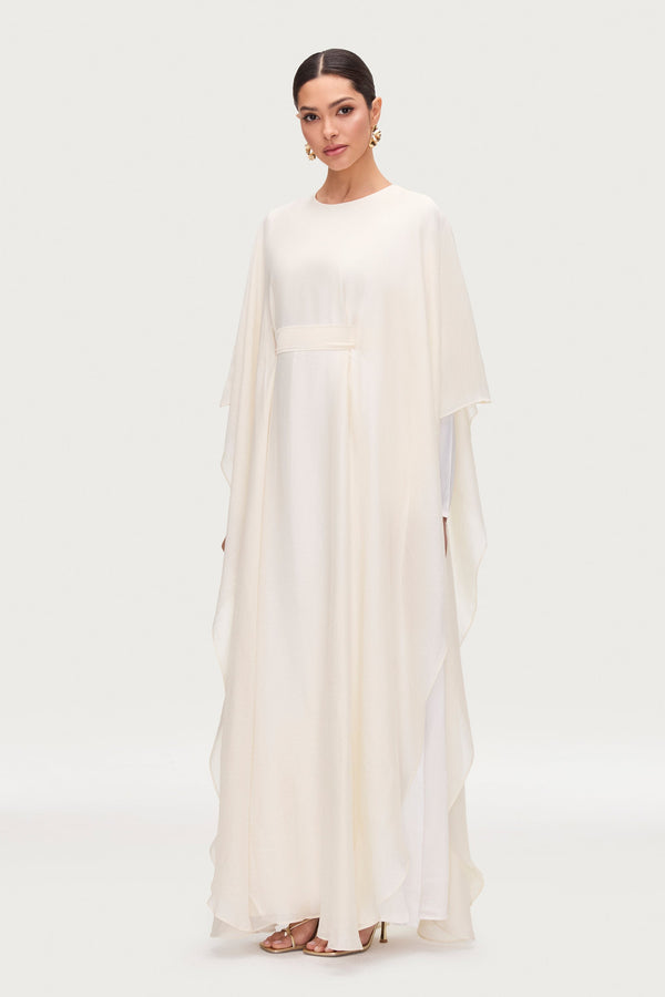Ethereal Silk Tie Waist Maxi Dress - Moonbeam Ethereal Silk Tie Waist Maxi Dress - Moonbeam