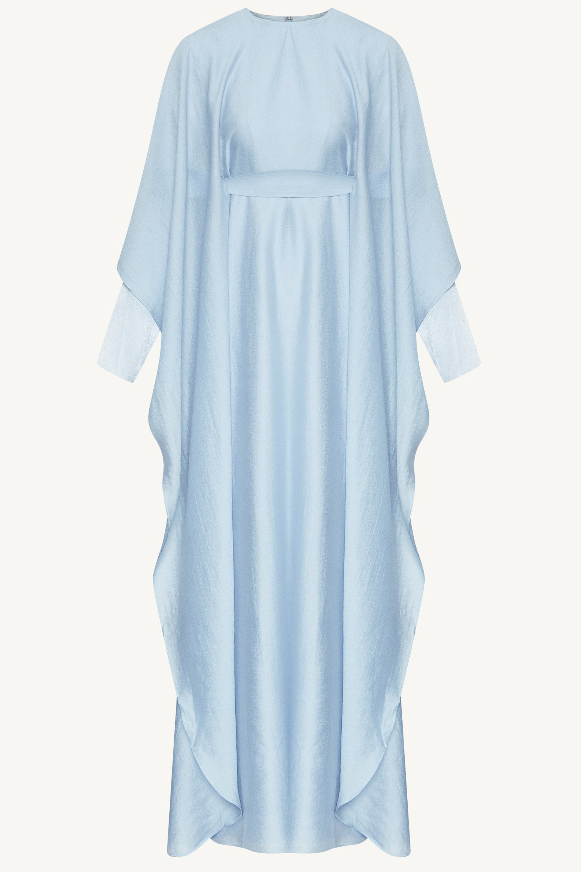 Ethereal Silk Tie Waist Maxi Dress - Pastel Blue Dresses Veiled 