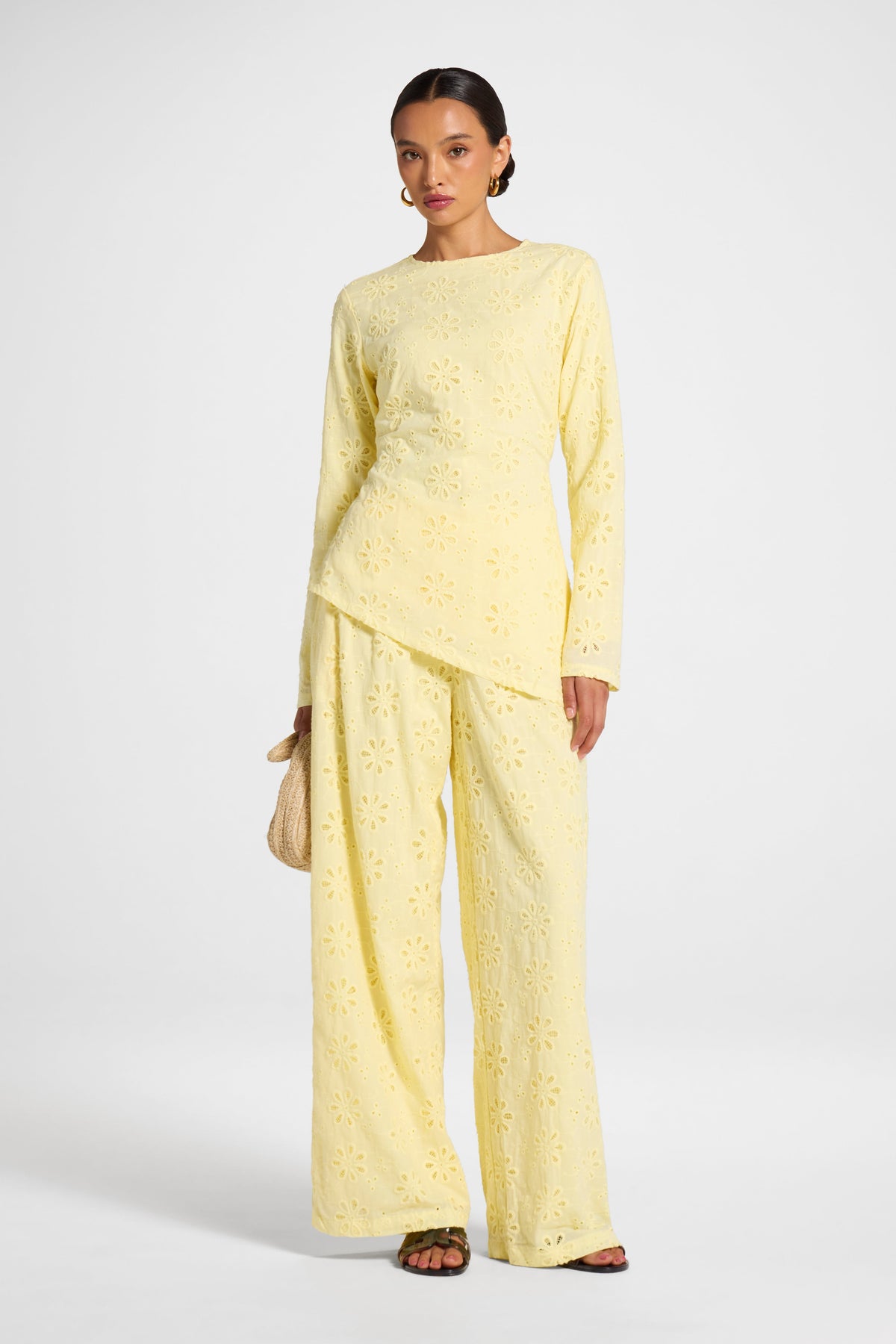 Eyelet Asymmetric Top - Anise Flower Top Veiled 