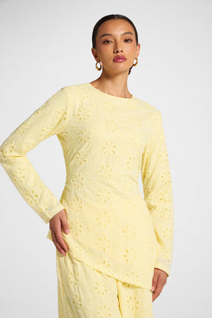 Eyelet Asymmetric Top - Anise Flower