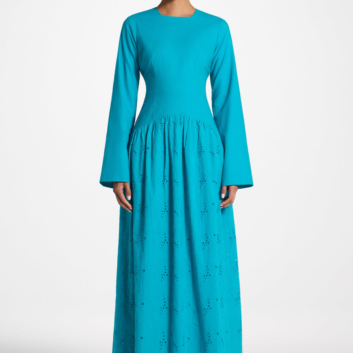 Eyelet Lace Up Maxi Dress