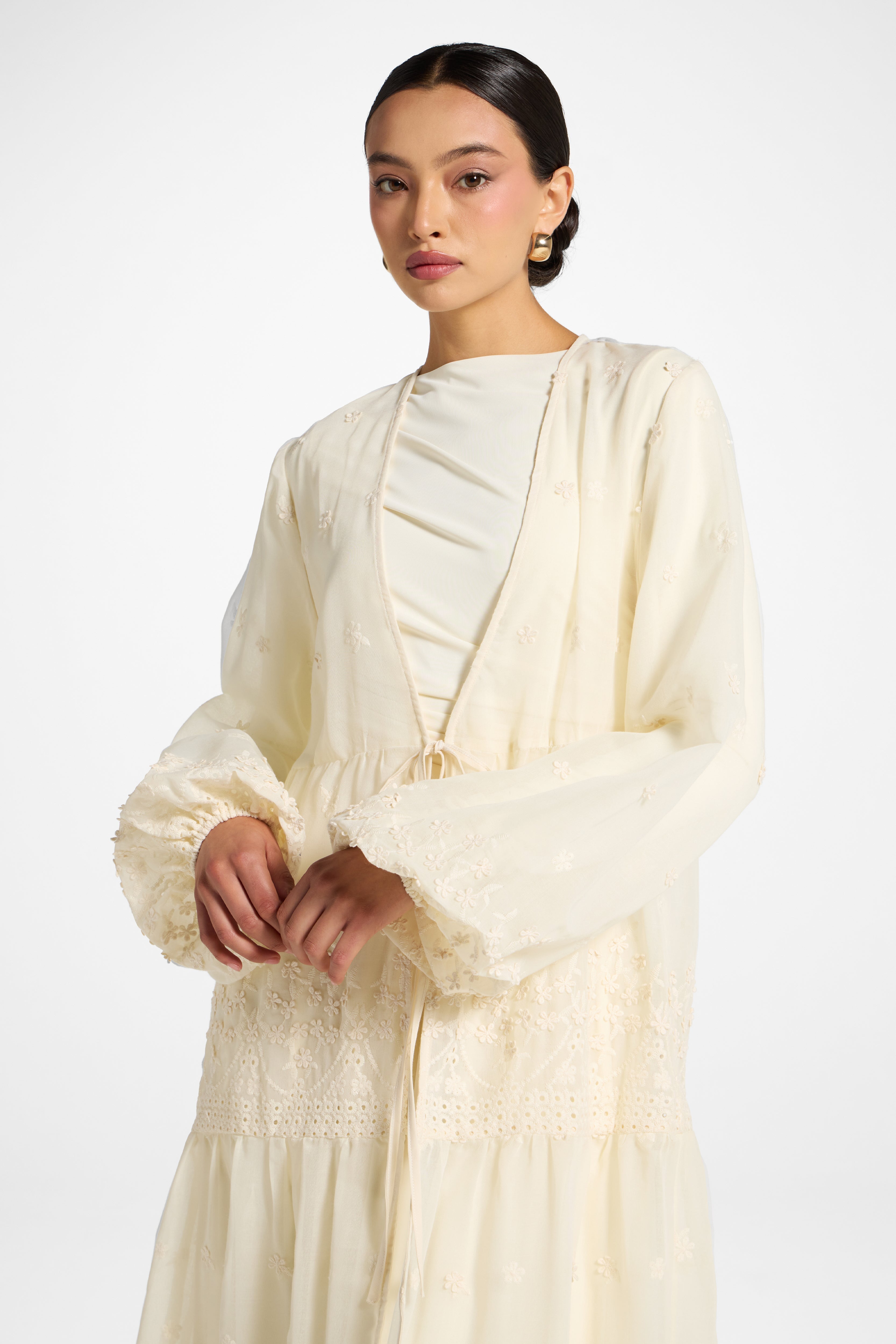 Eyelet Open Abaya Abayas Veiled 