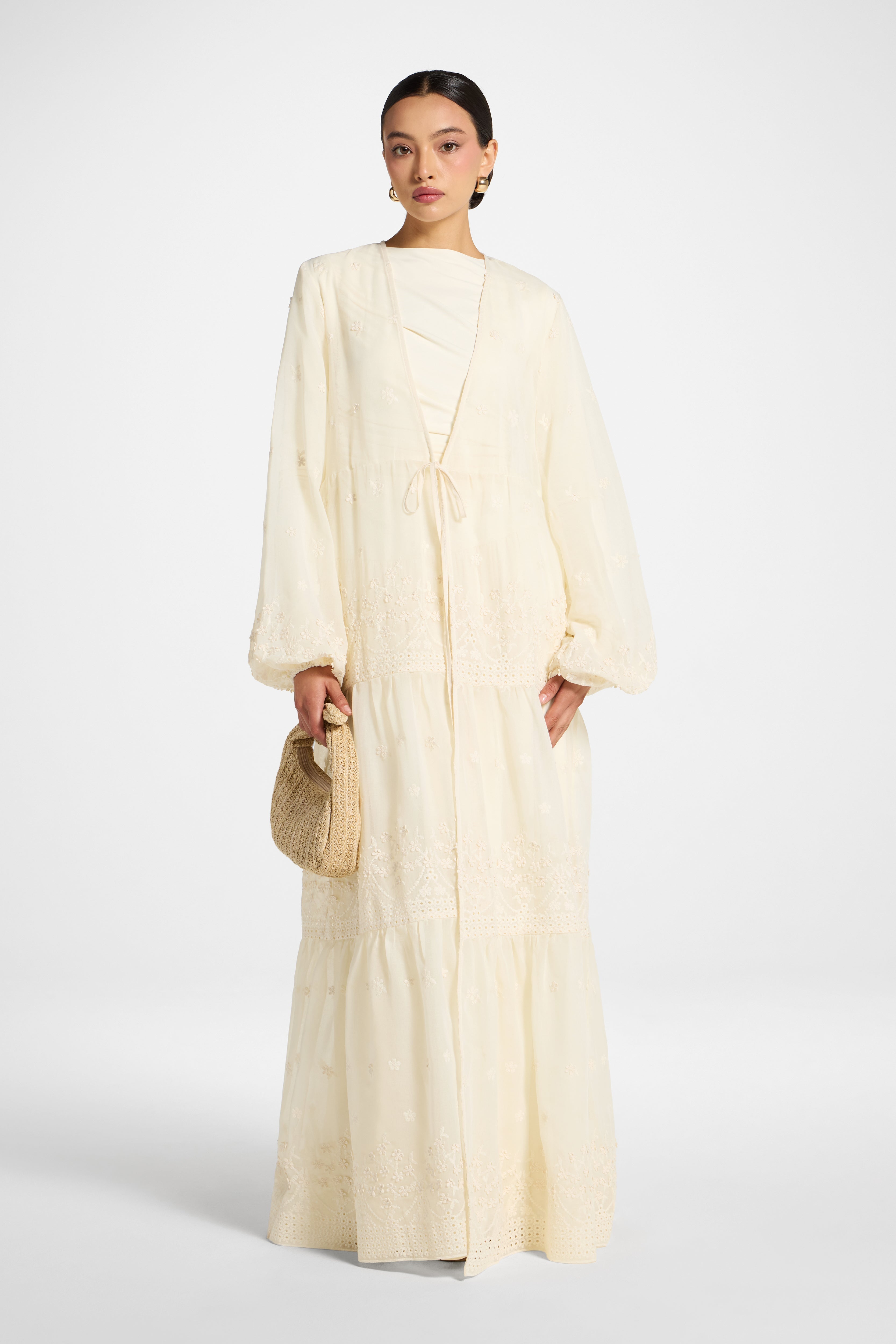 Eyelet Open Abaya Abayas Veiled 