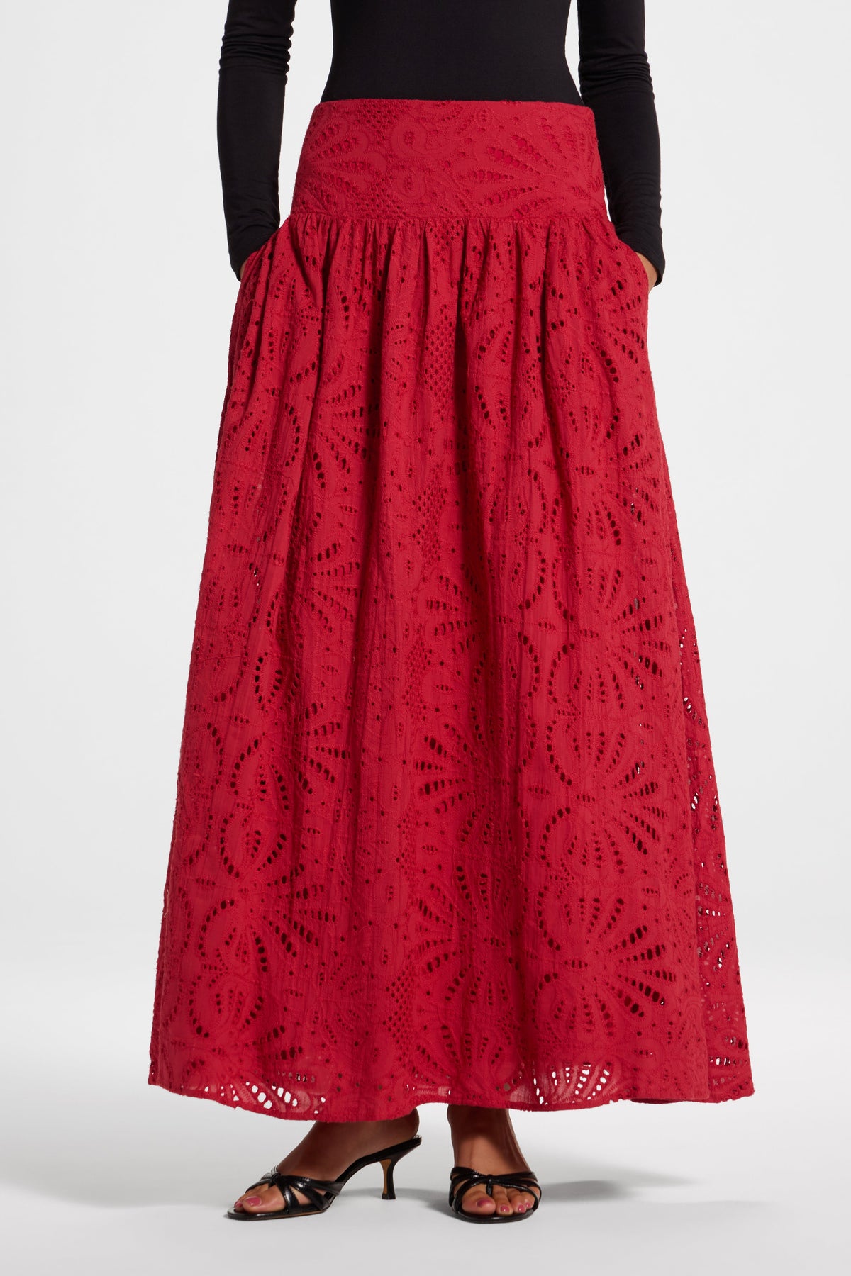 Eyelet Skirt - Dried Strawberry Bottoms Veiled 