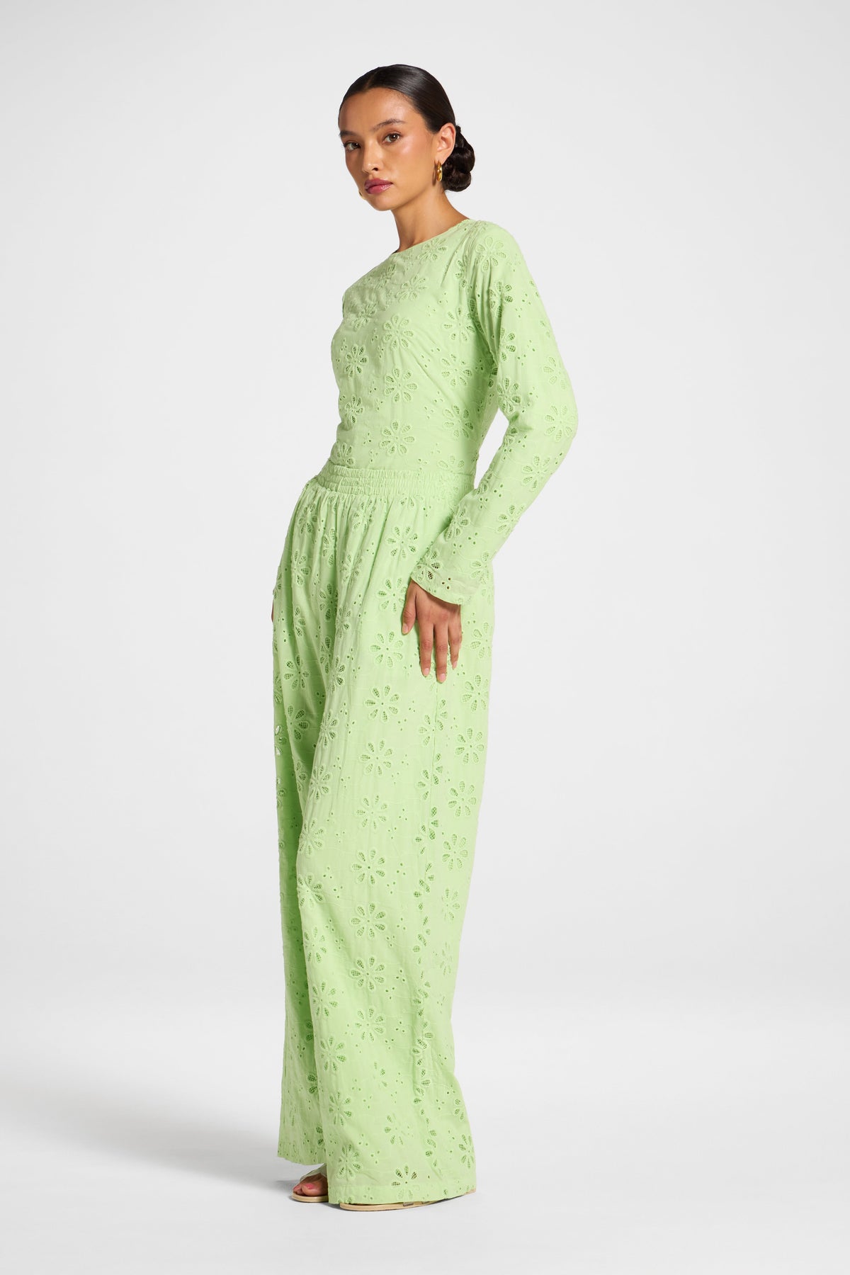 Eyelet Wide Leg Pant - Butterfly Pants Veiled 