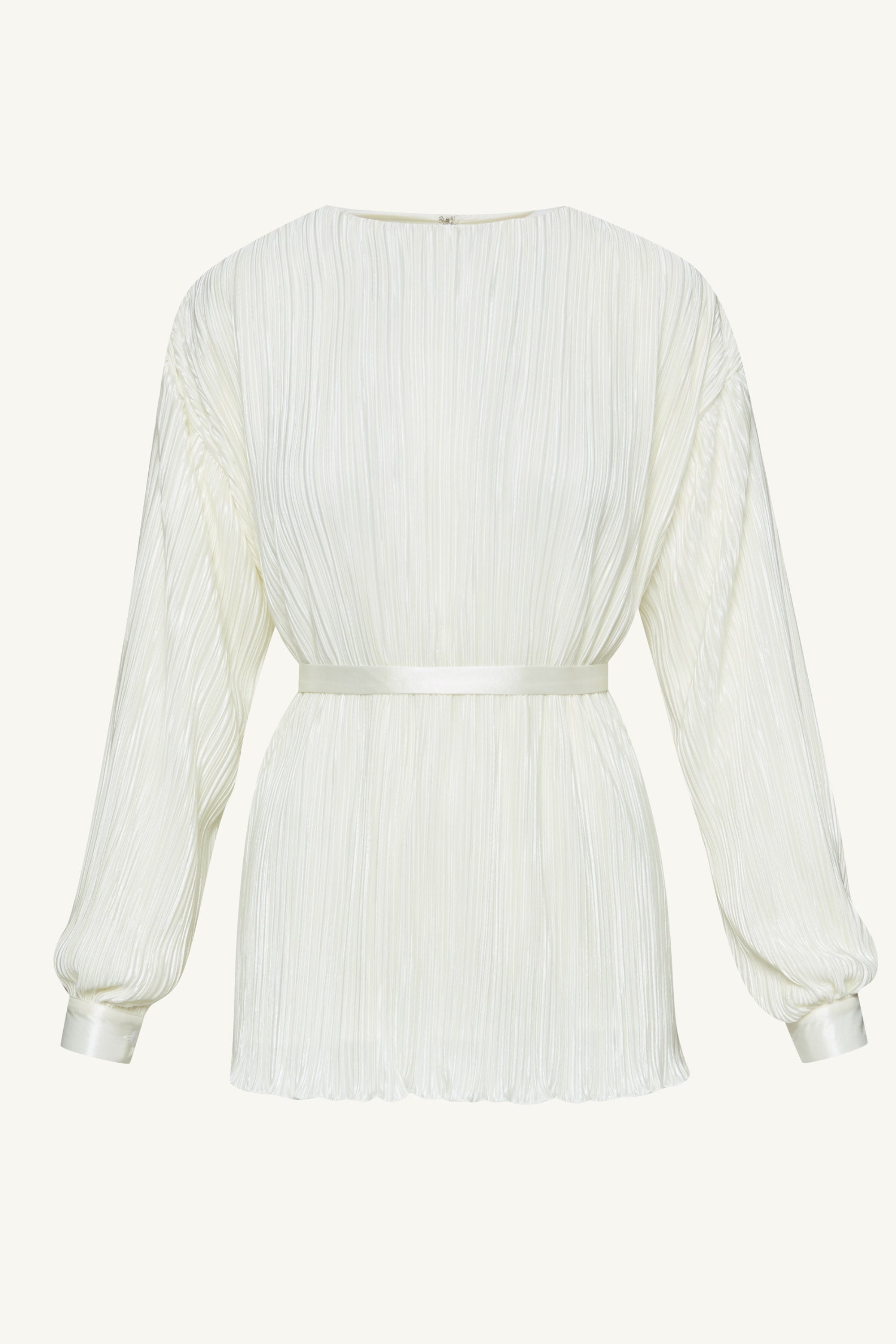 Ezra Satin Plisse Button Down Top - White Clothing Veiled 