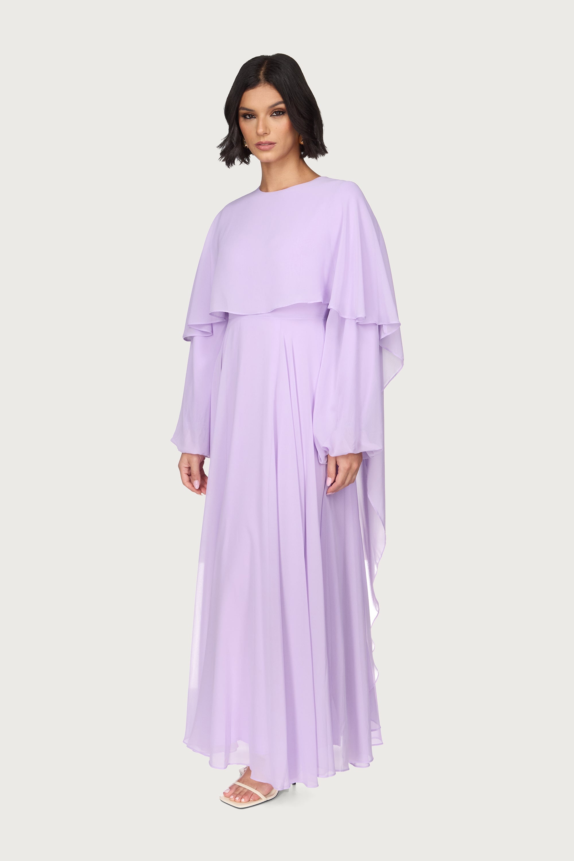 Falak Draped Chiffon Maxi Dress - Lilac