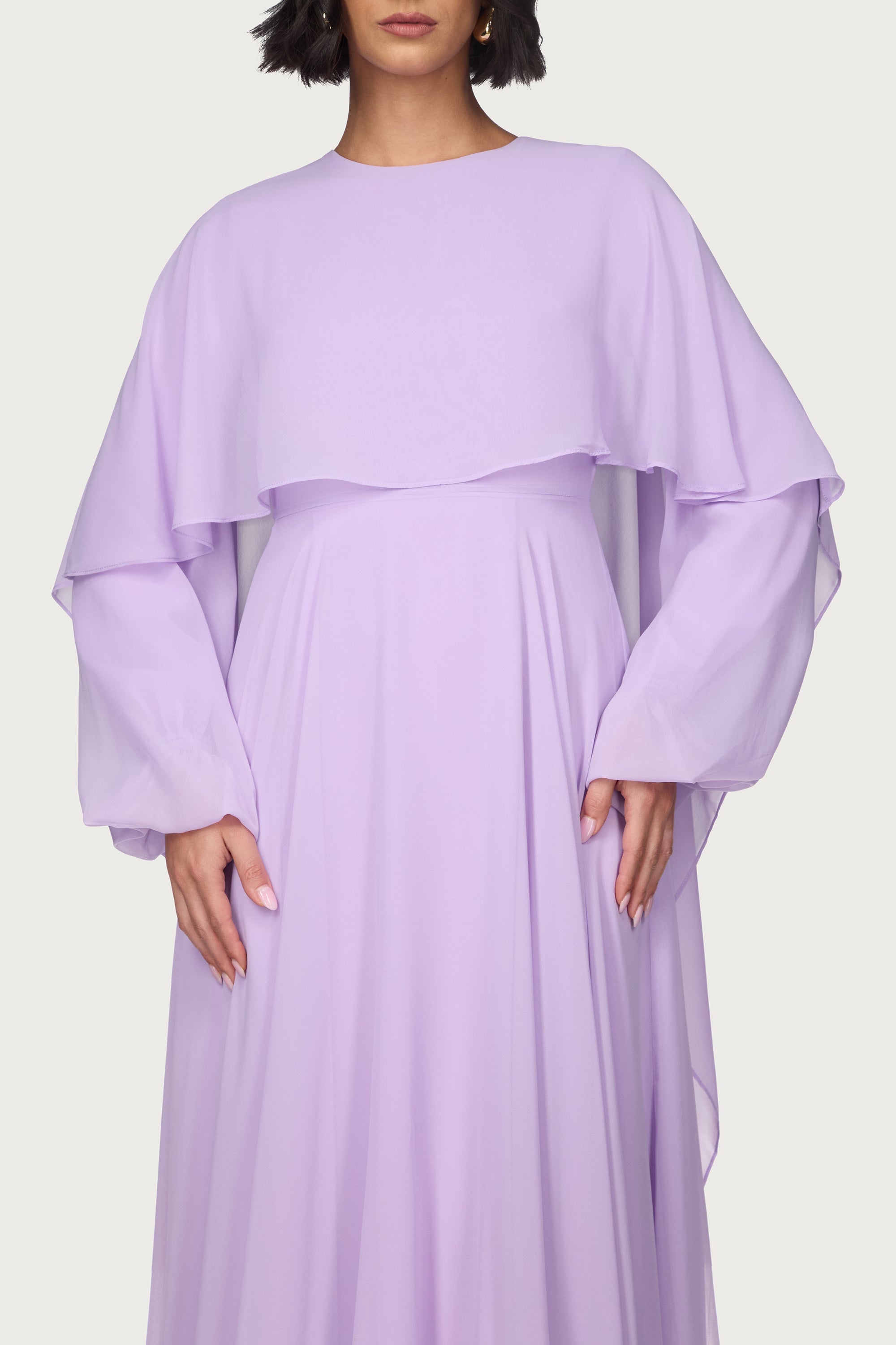 Falak Draped Chiffon Maxi Dress - Lilac