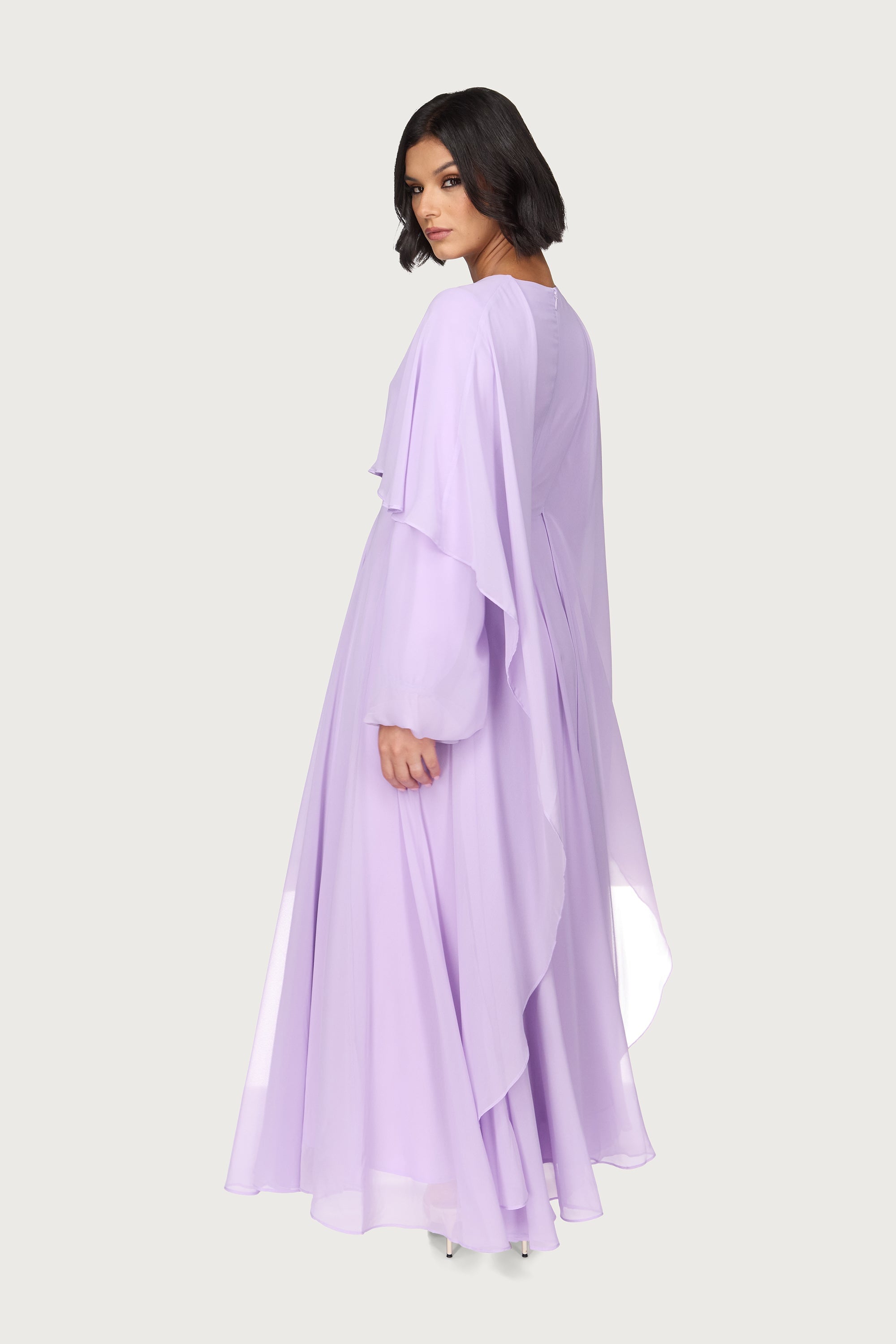 Falak Draped Chiffon Maxi Dress - Lilac