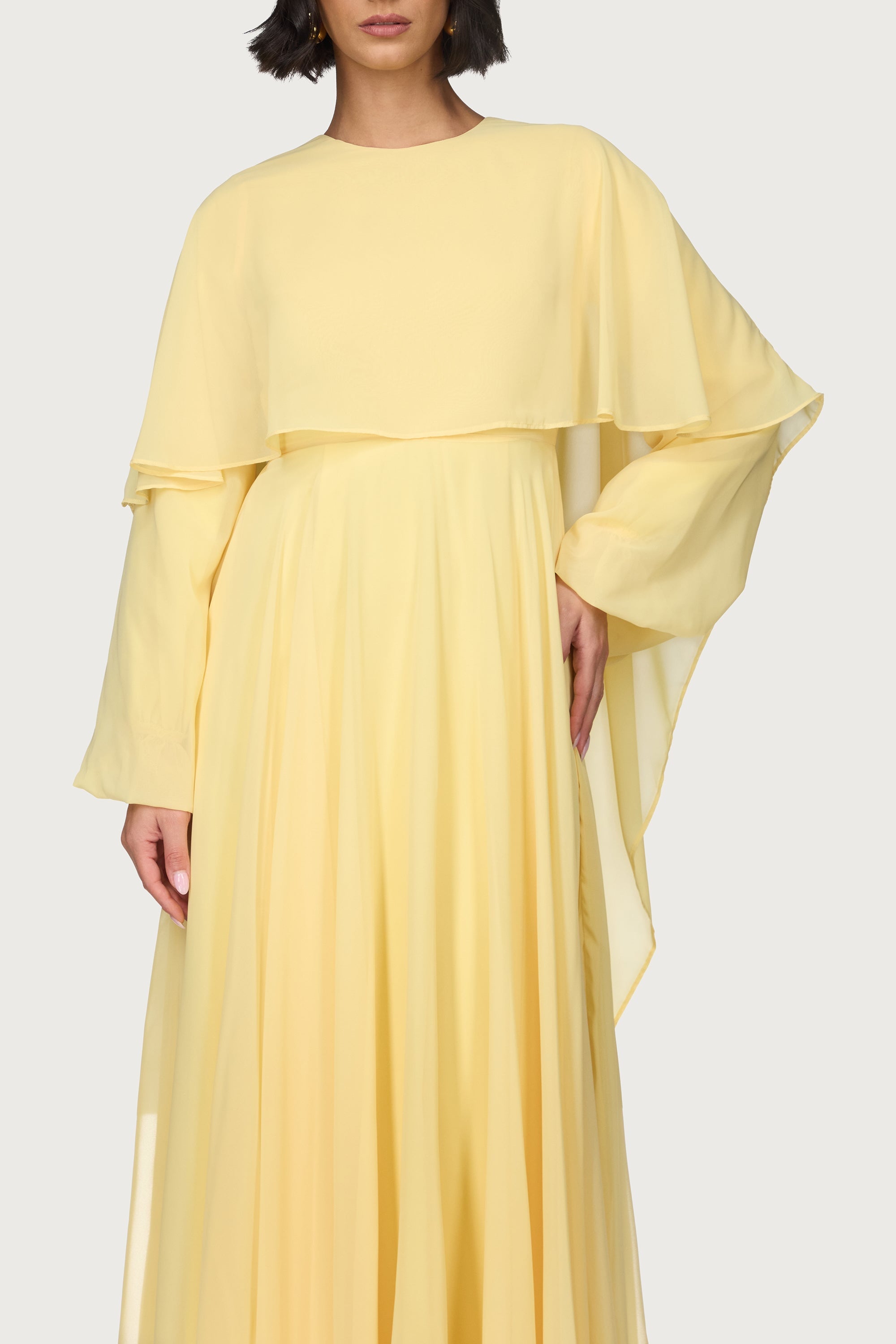 Falak Draped Chiffon Maxi Dress - Limon