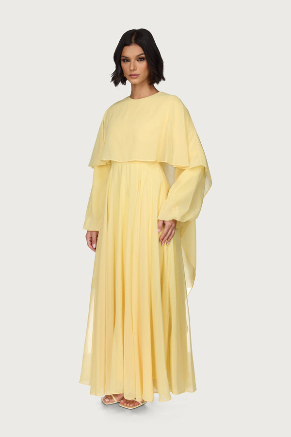 Falak Draped Chiffon Maxi Dress - Limon Dresses Veiled 