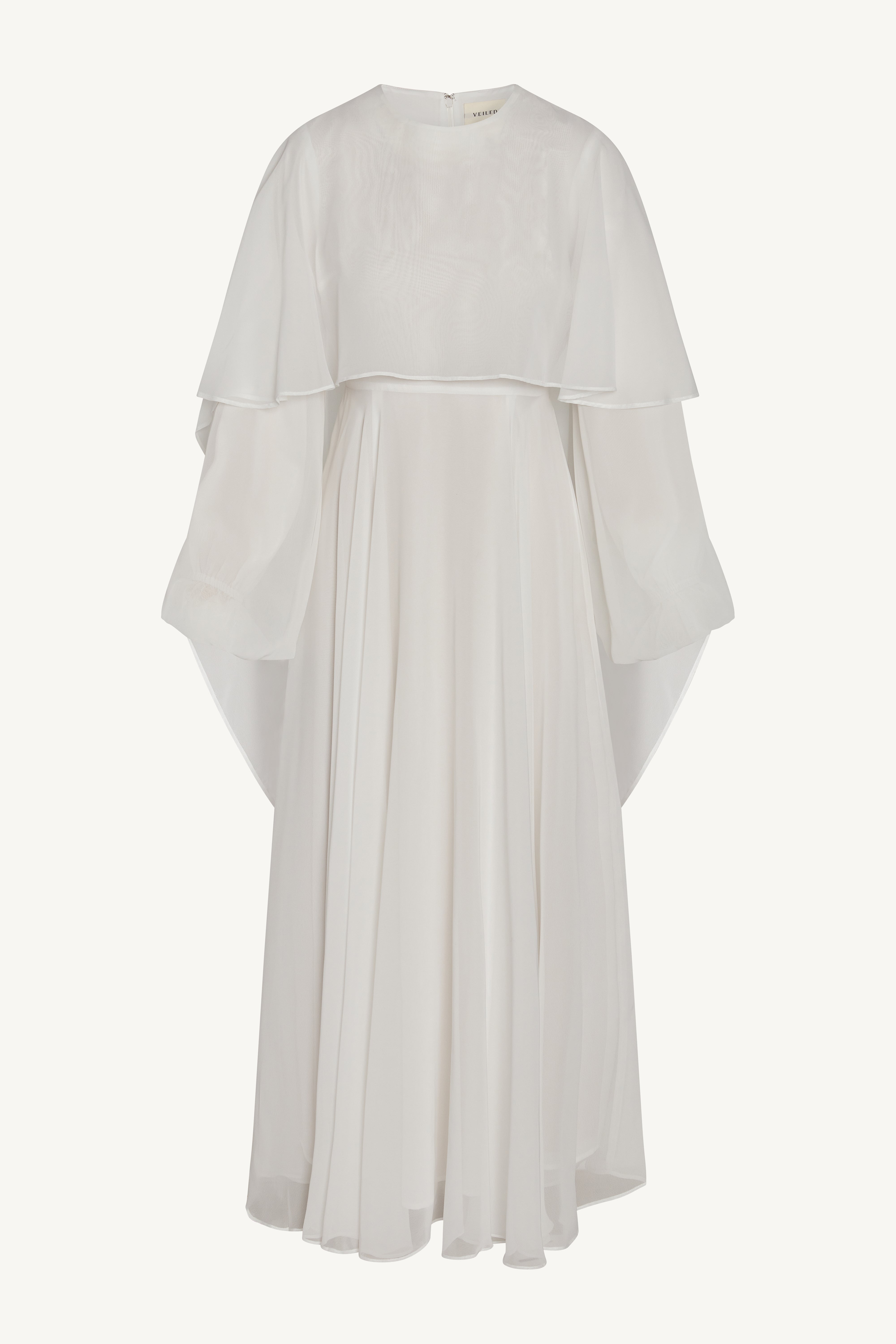 Falak Draped Chiffon Maxi Dress - White Dresses Veiled 