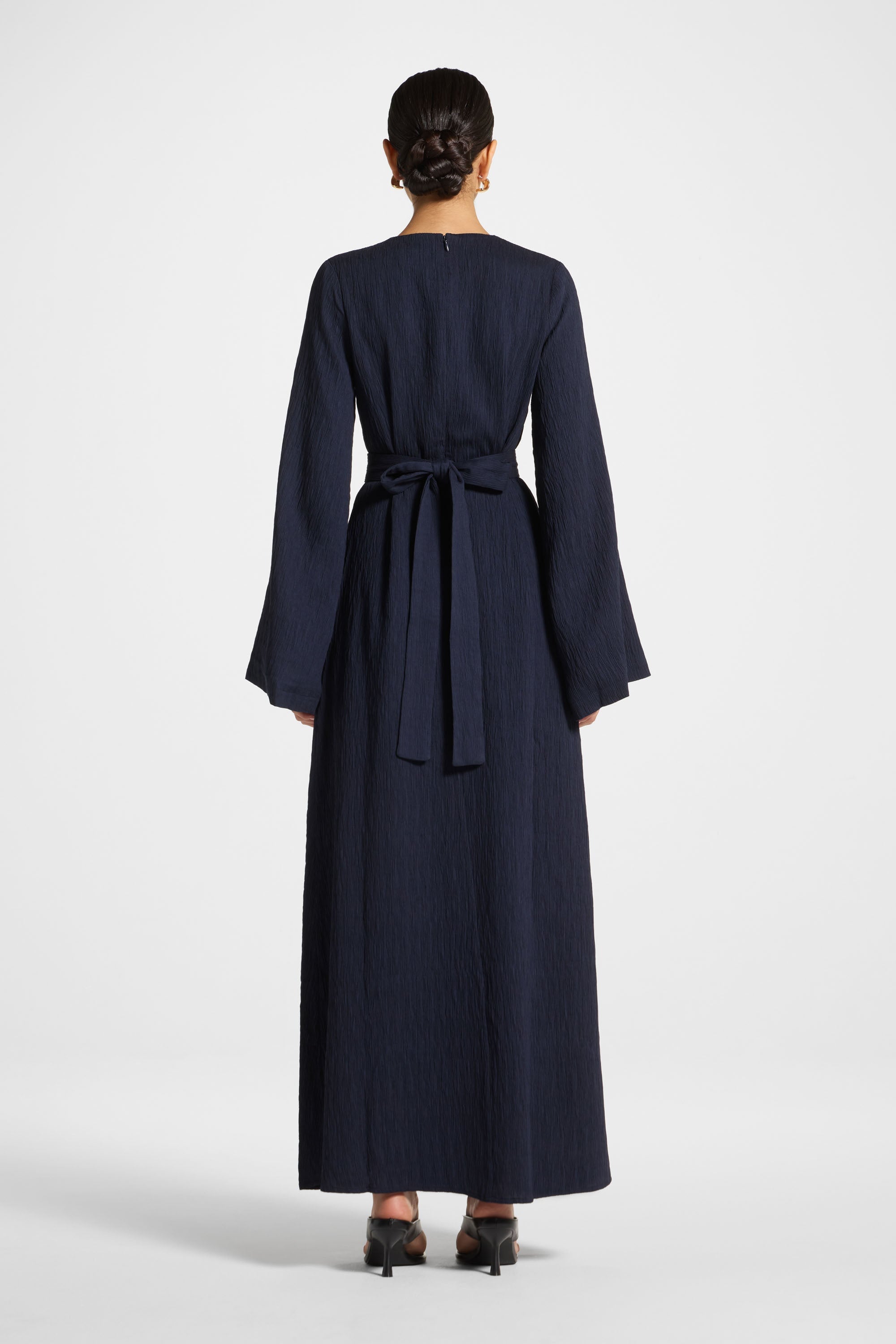 Flare Sleeve Maxi Dress - Midnight Abayas Veiled 