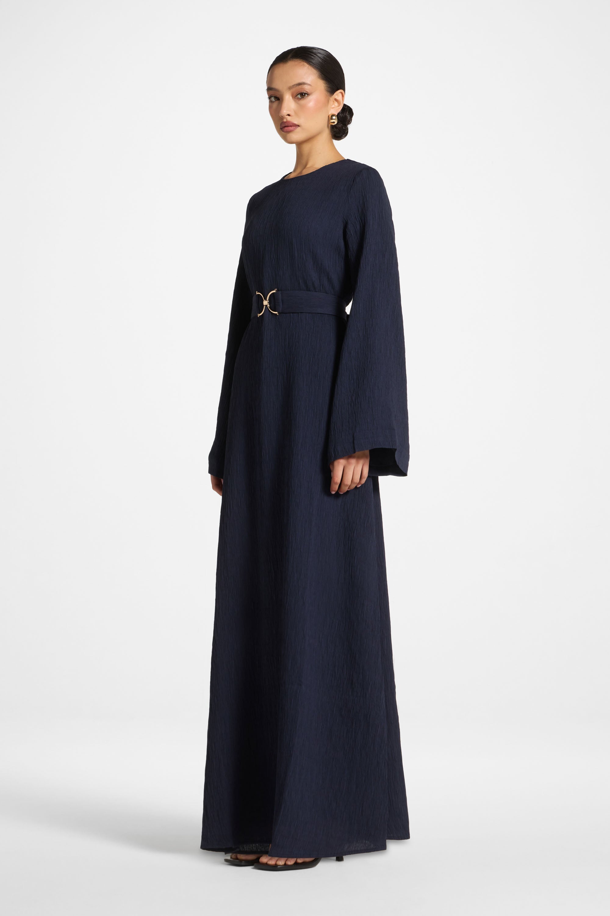 Flare Sleeve Maxi Dress - Midnight Abayas Veiled 