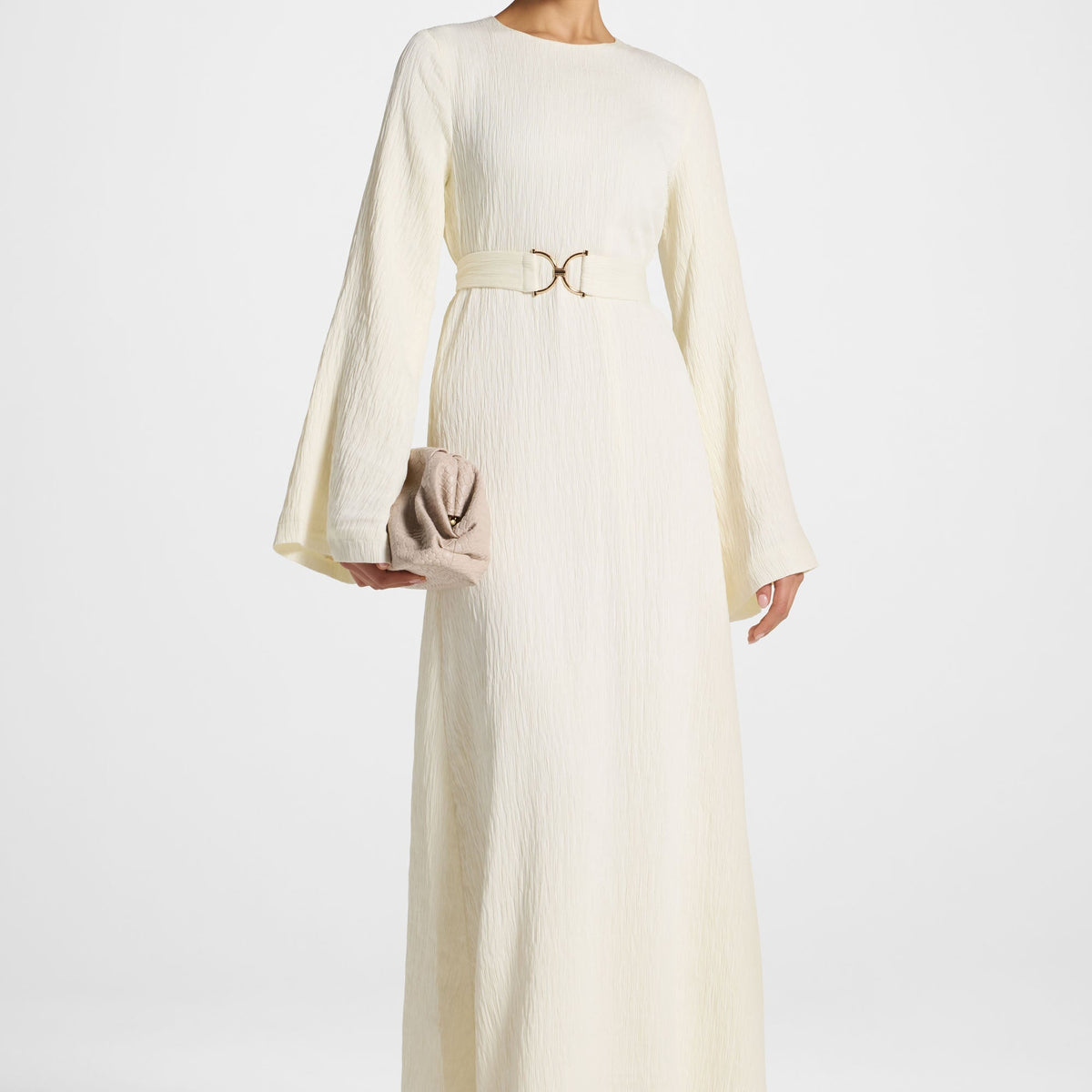 Flare Sleeve Maxi Dress - White Flare Sleeve Maxi Dress - White
