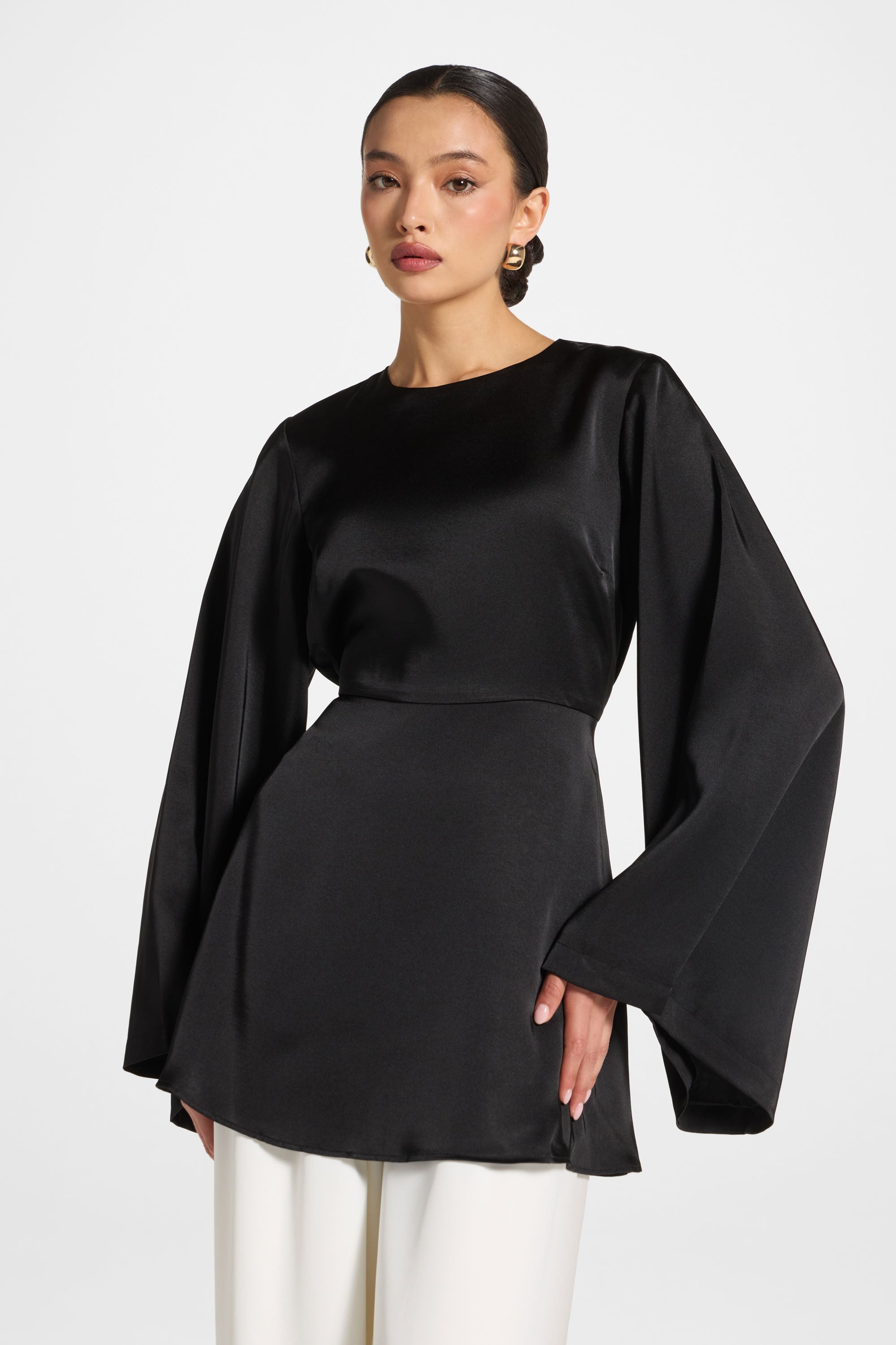 Flare Sleeve Top - Black Abayas Veiled 