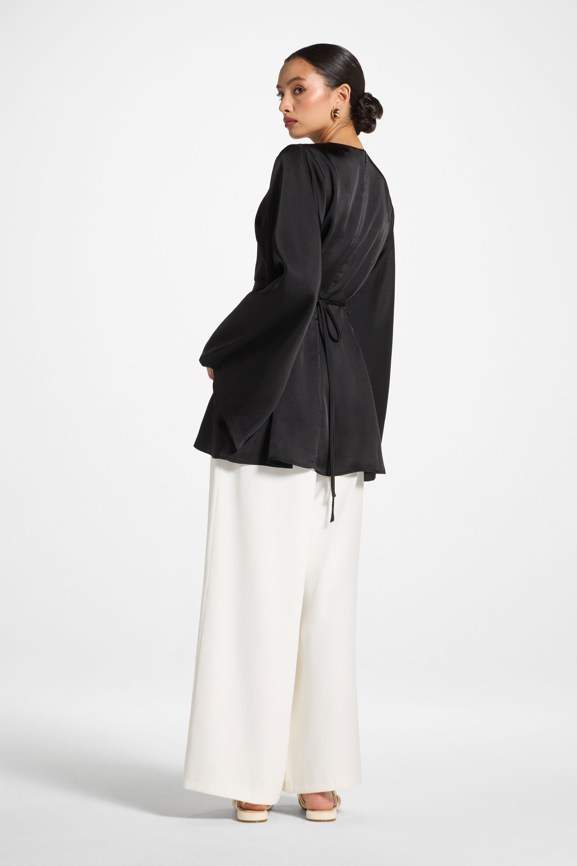 Flare Sleeve Top - Black Abayas Veiled 