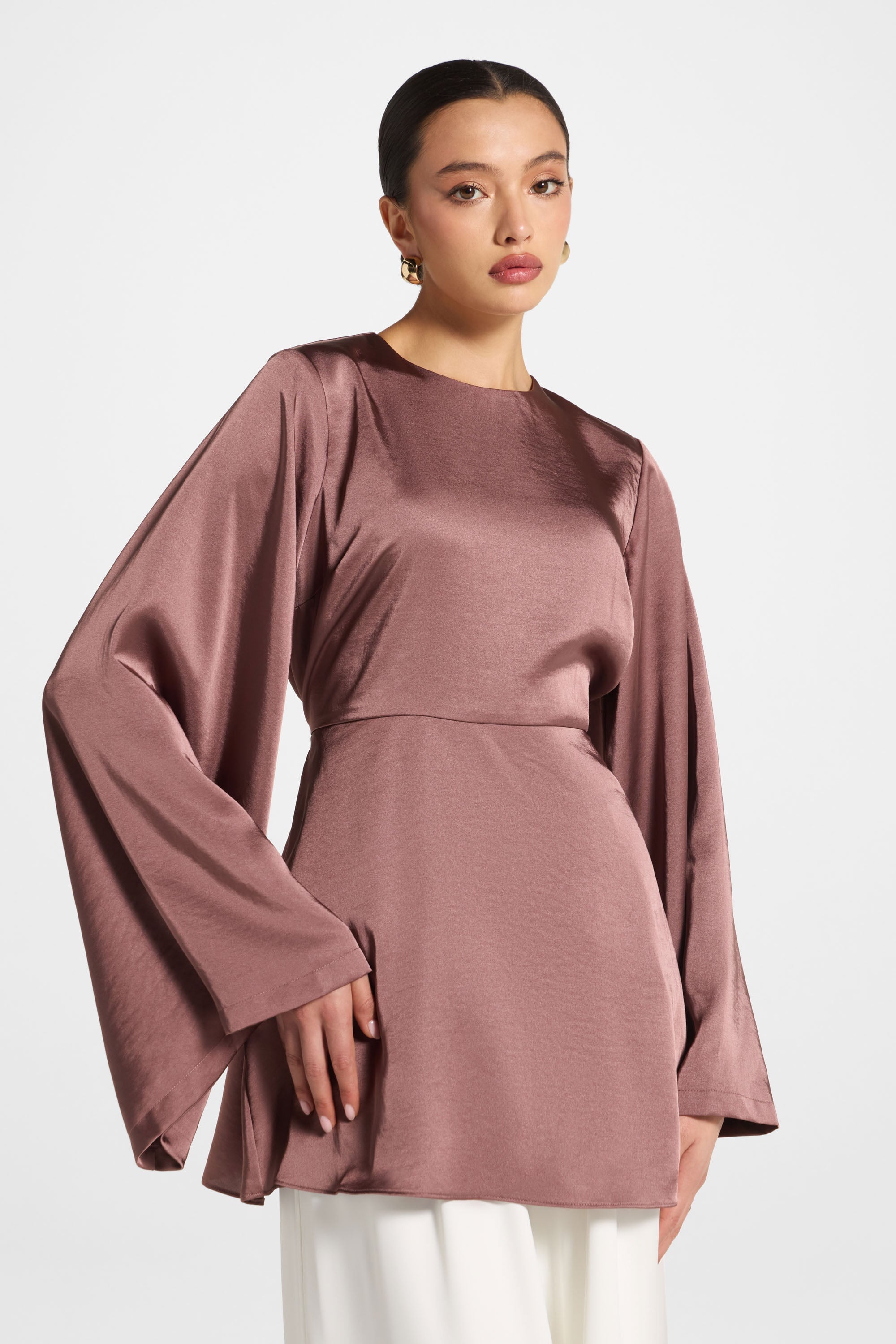Flare Sleeve Top - Dusty Plum Abayas Veiled 