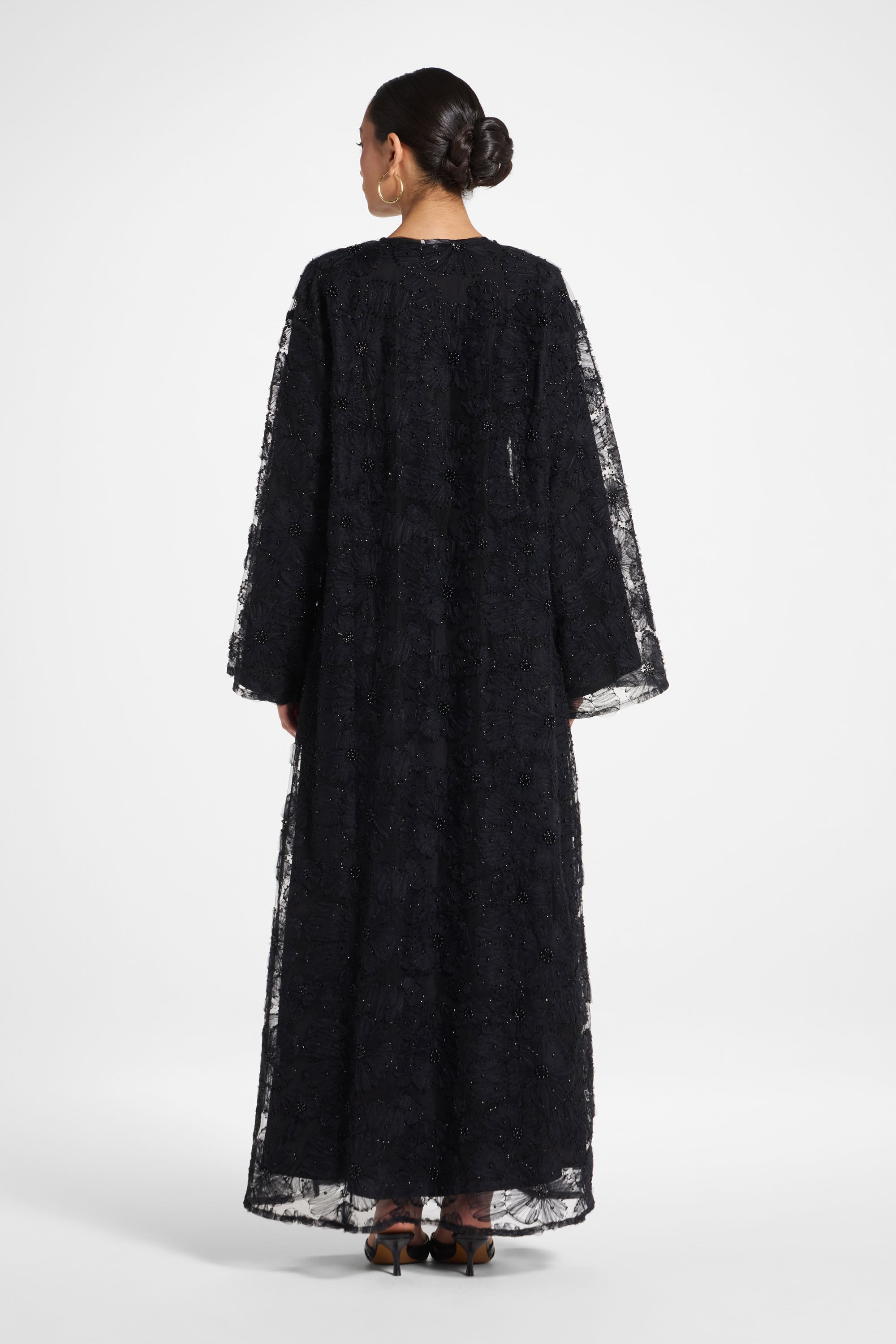 Floral Embellished Abaya & Dress Set - Black Abayas Veiled 