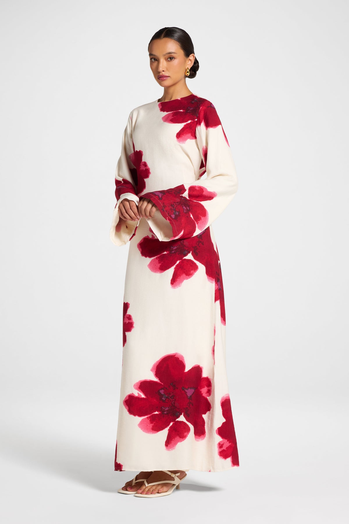 Floral Maxi Dress - Red Dress Veiled 