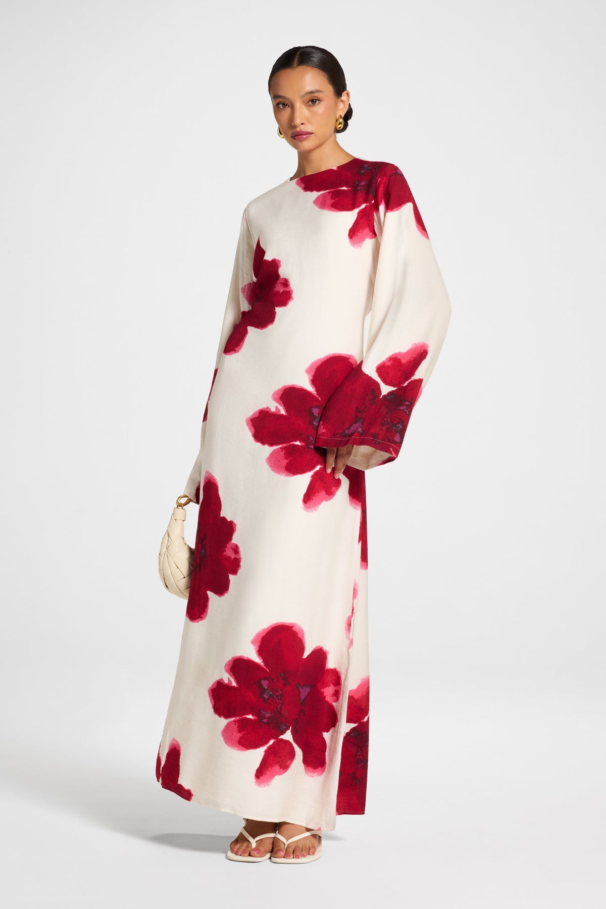 Floral Maxi Dress - Red Dress Veiled 