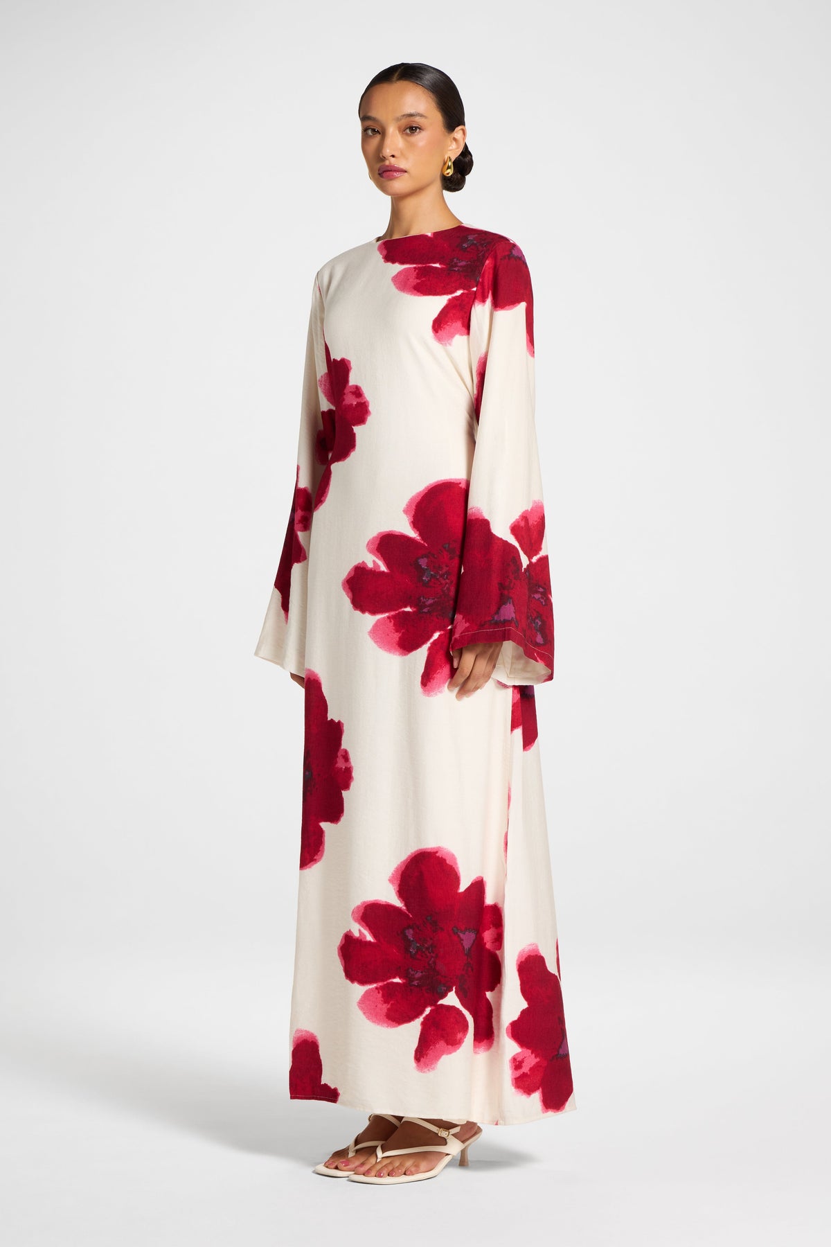 Floral Maxi Dress - Red Dress Veiled 