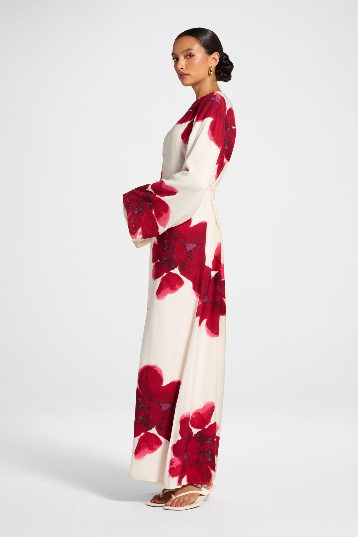 Floral Maxi Dress - Red Dress Veiled 