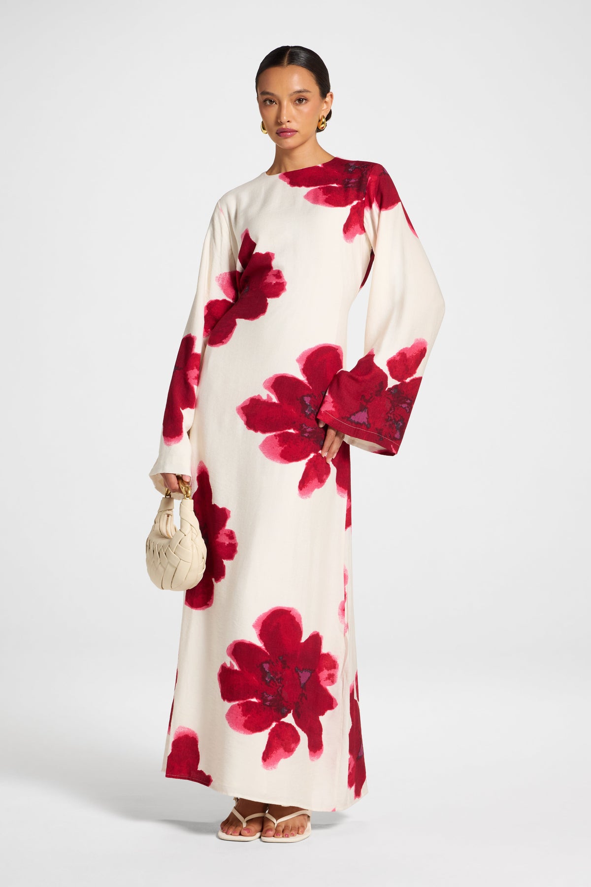Floral Maxi Dress - Red Dress Veiled 