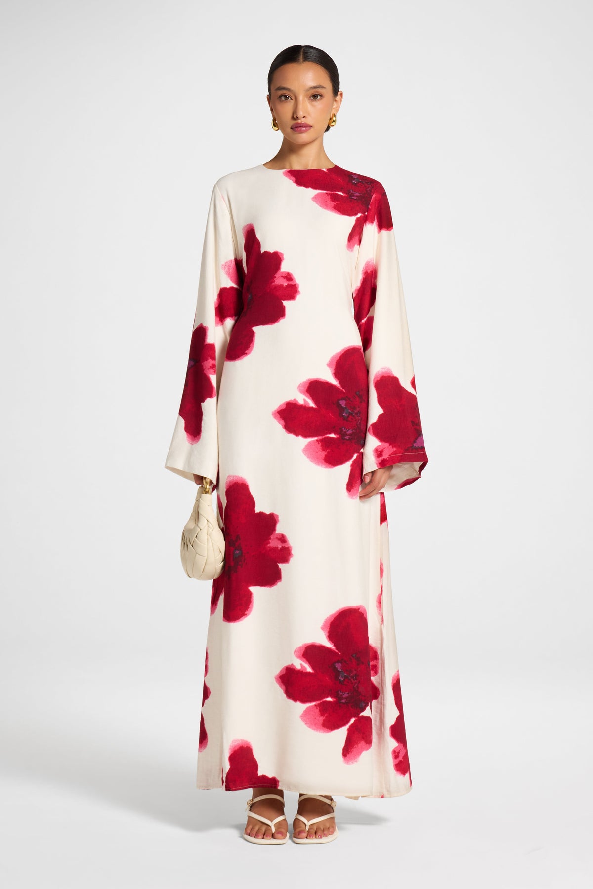 Floral Maxi Dress - Red Dress Veiled 