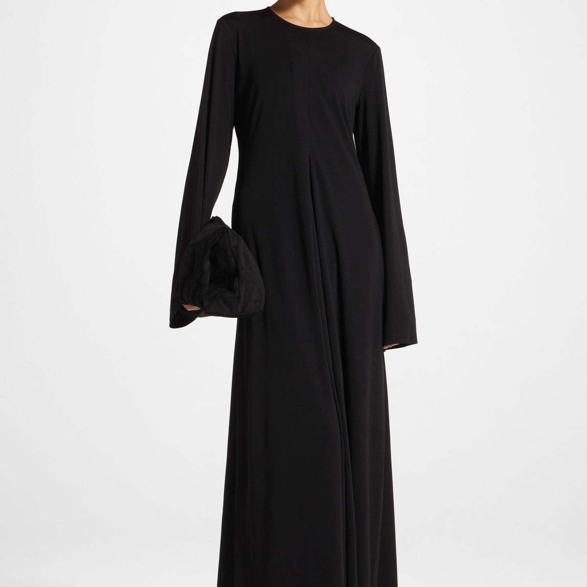 Flowy Pleat Maxi Dress - Black S / 54" Flowy Pleat Maxi Dress - Black S / 54"
