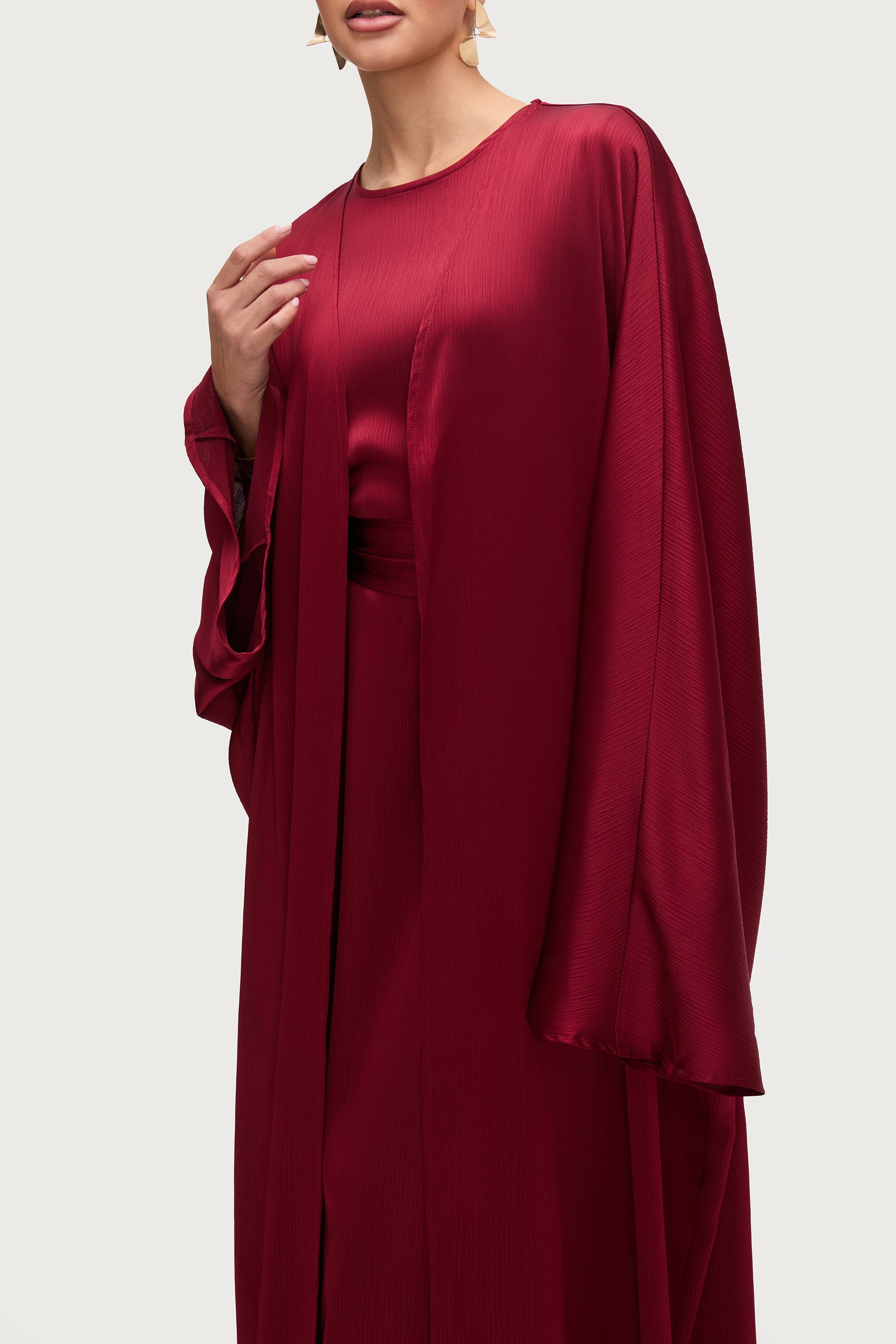 Ghada Satin Open Abaya & Dress Set - Karaz Abayas Veiled 