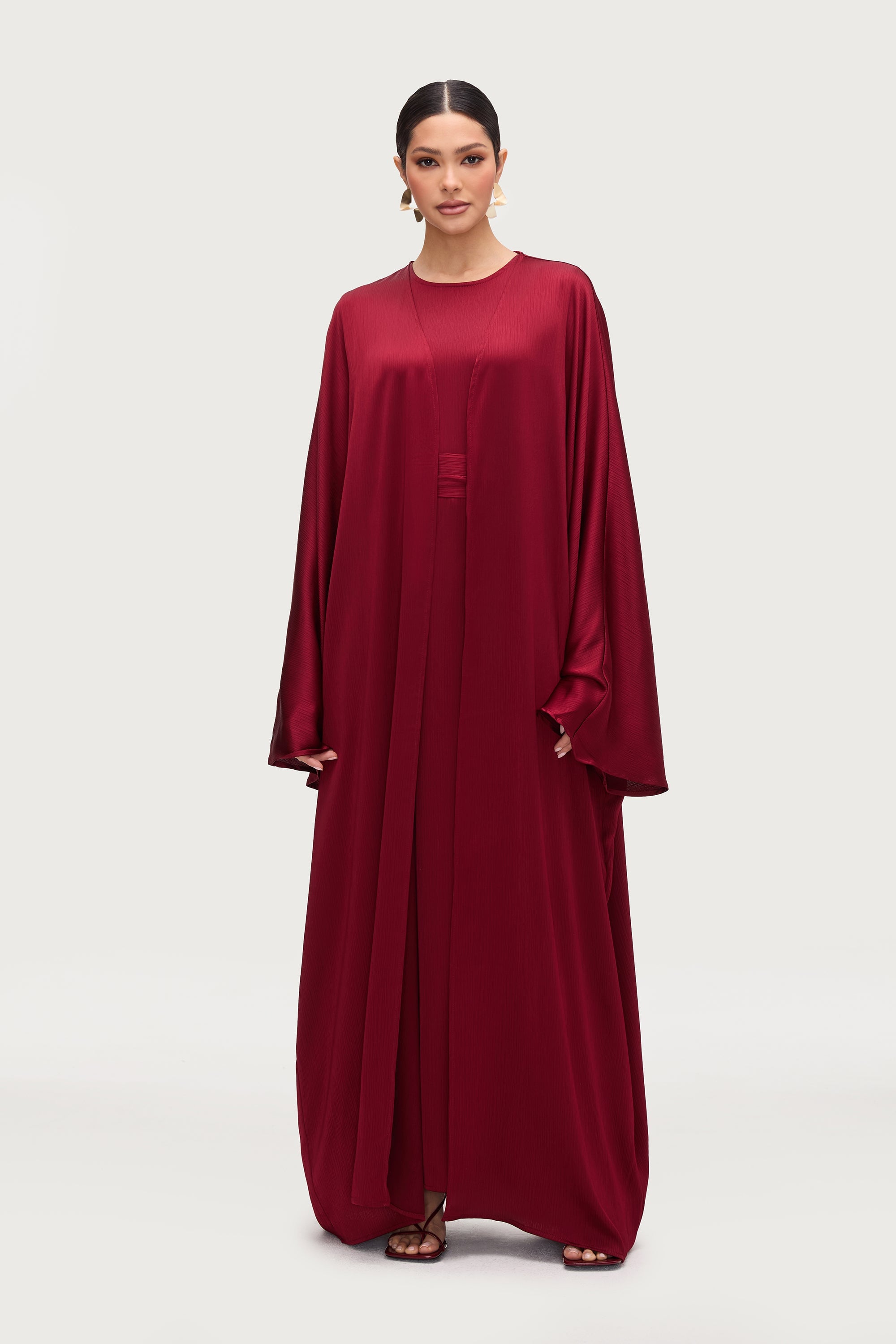 Ghada Satin Open Abaya & Dress Set - Karaz Abayas Veiled 