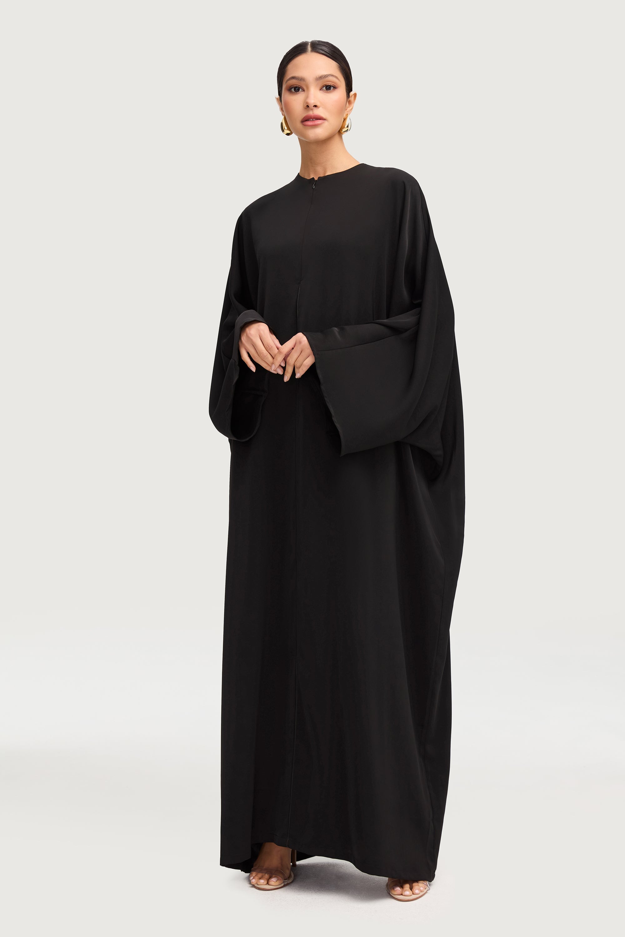 Hadeel Zip Front Abaya - Black Abayas Veiled 