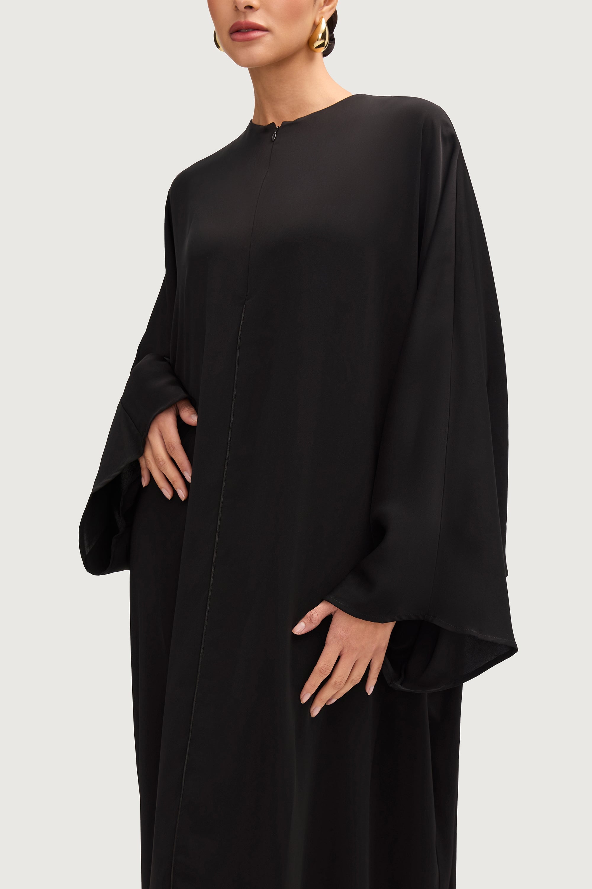 Hadeel Zip Front Abaya - Black Abayas Veiled 