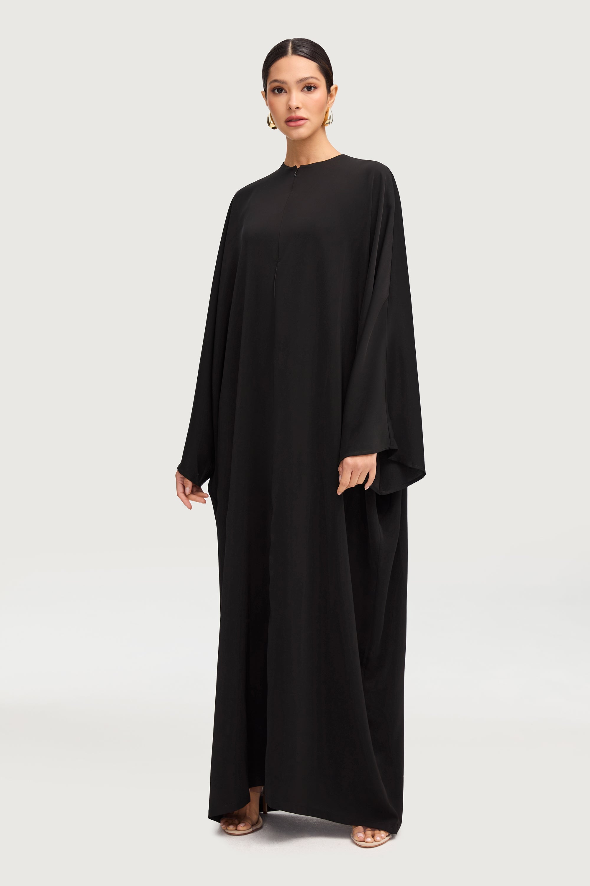 Hadeel Zip Front Abaya - Black Abayas Veiled 