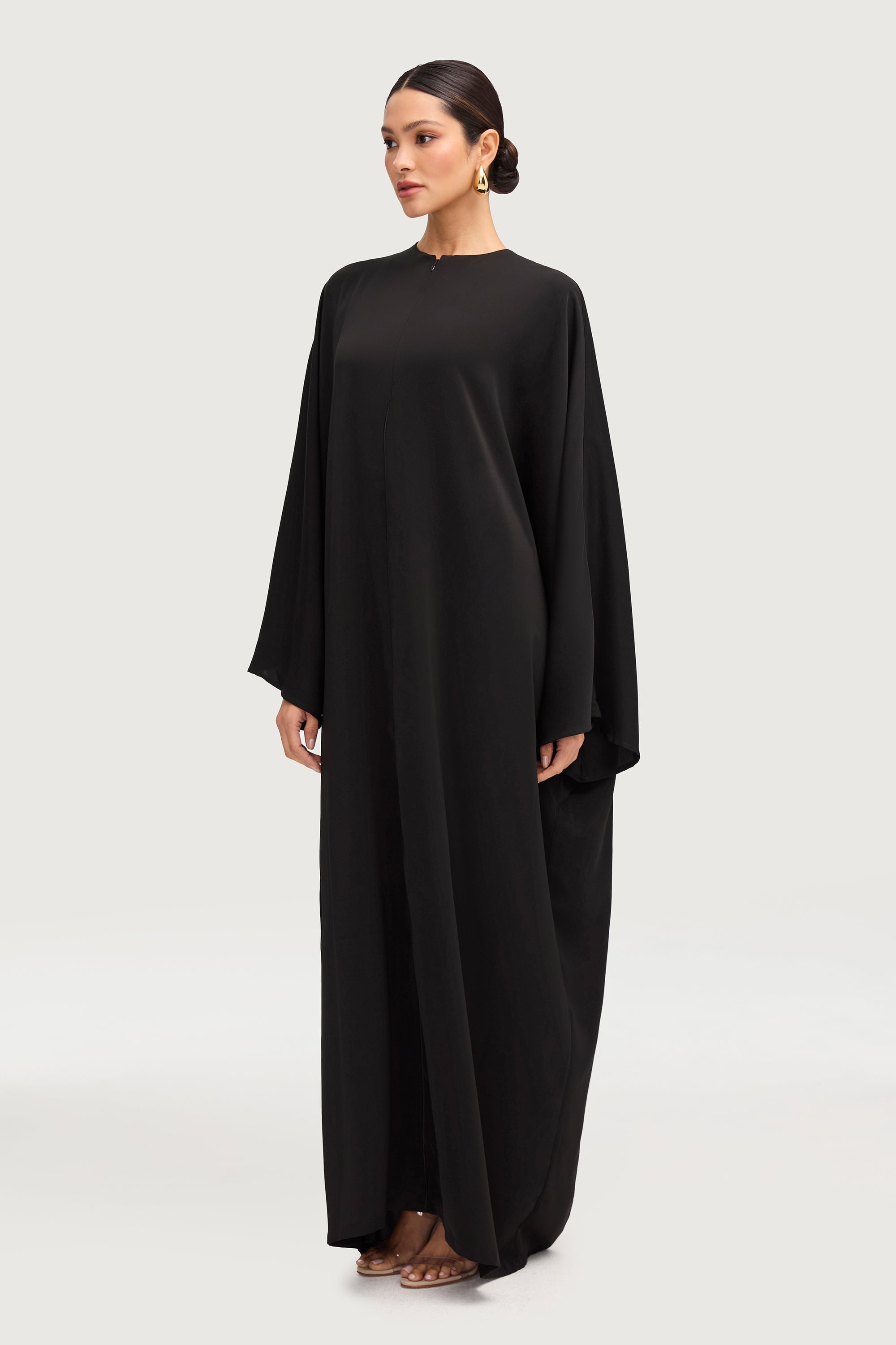 Hadeel Zip Front Abaya - Black Abayas Veiled 