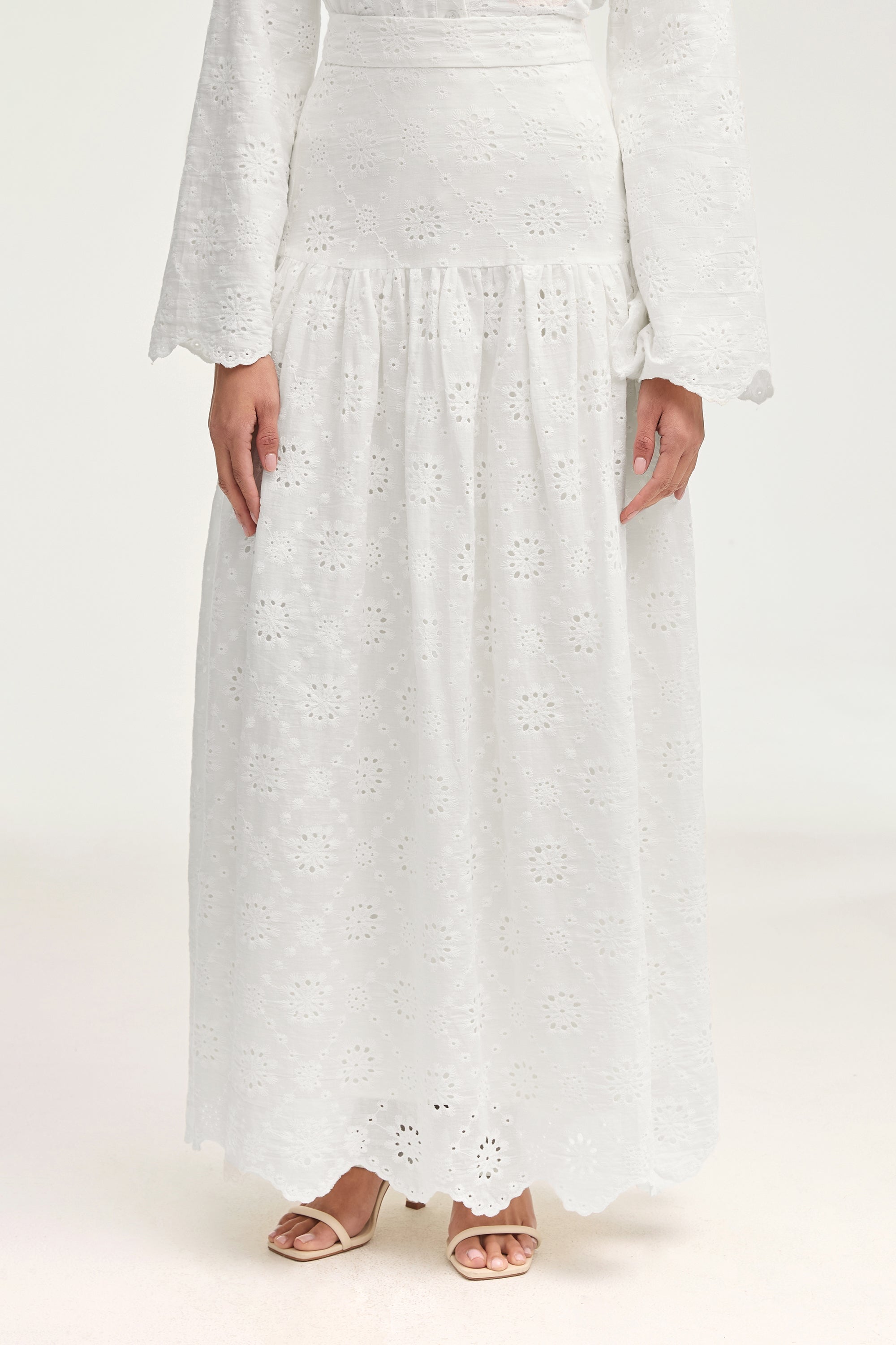 Halima White Eyelet Maxi Skirt Clothing epschoolboard 