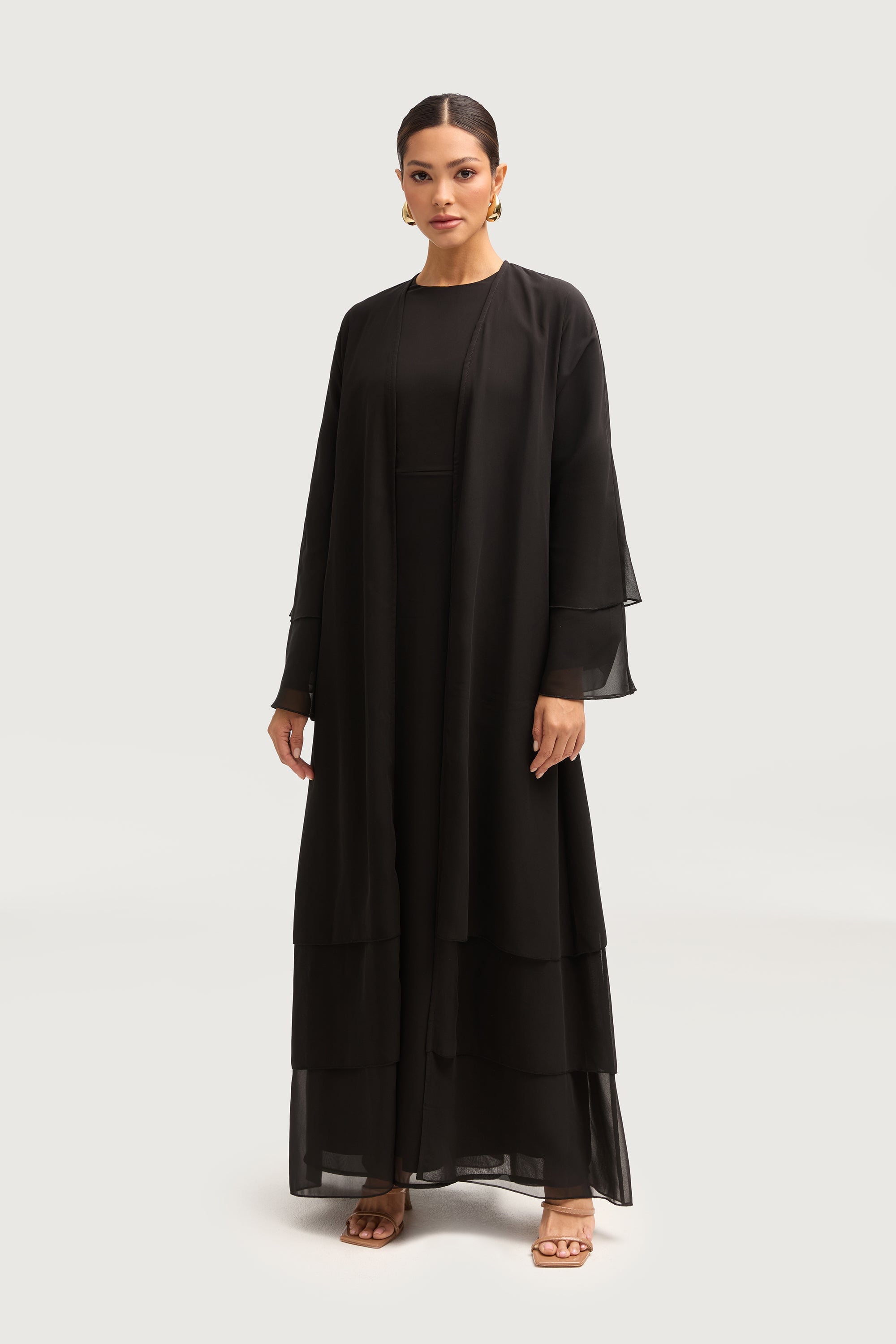 Hawa Two Piece Abaya & Dress Set - Black Sets Veiled 