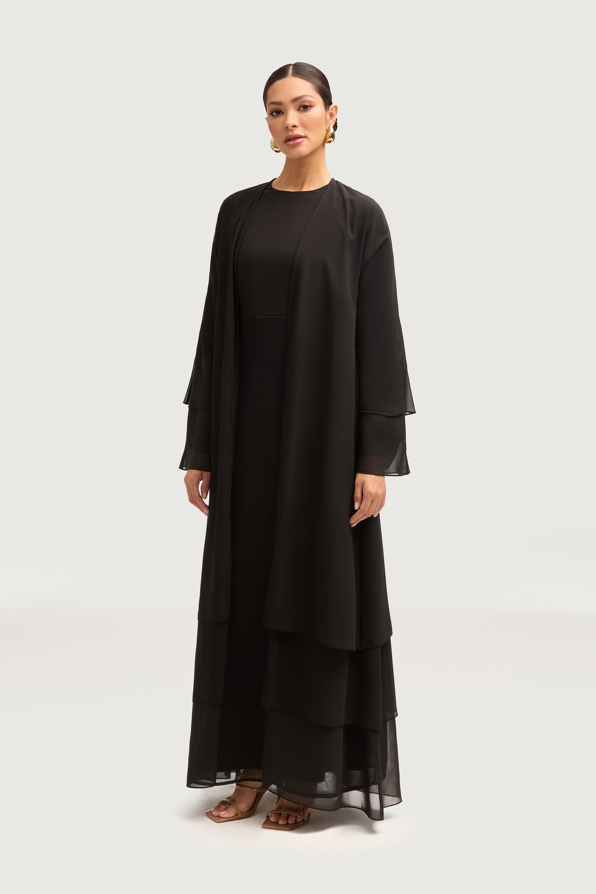 Hawa Two Piece Abaya & Dress Set - Black Sets Veiled 