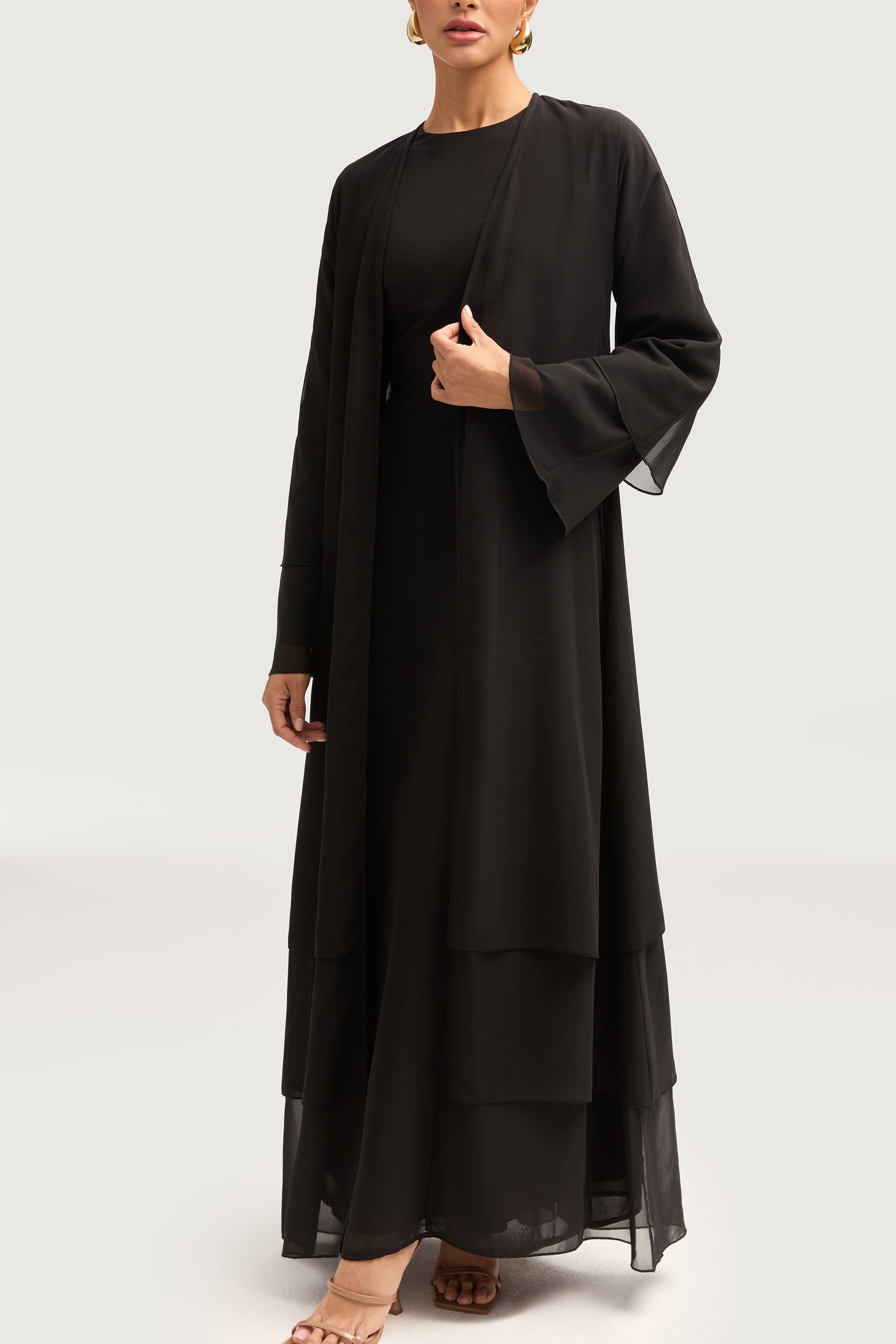 Hawa Two Piece Abaya & Dress Set - Black Sets Veiled 