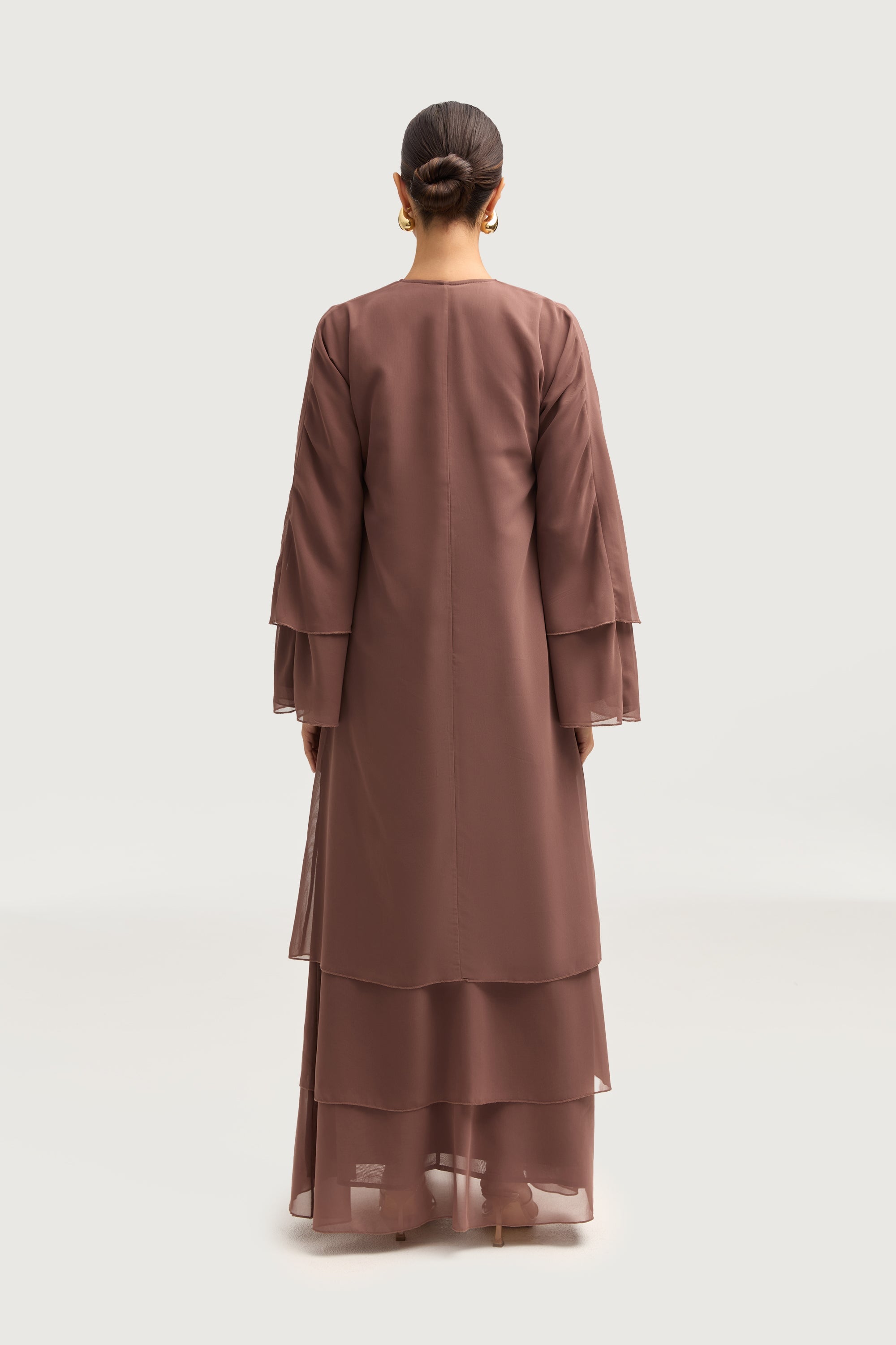 Hawa Two Piece Abaya & Dress Set - Deep Taupe Sets Veiled 