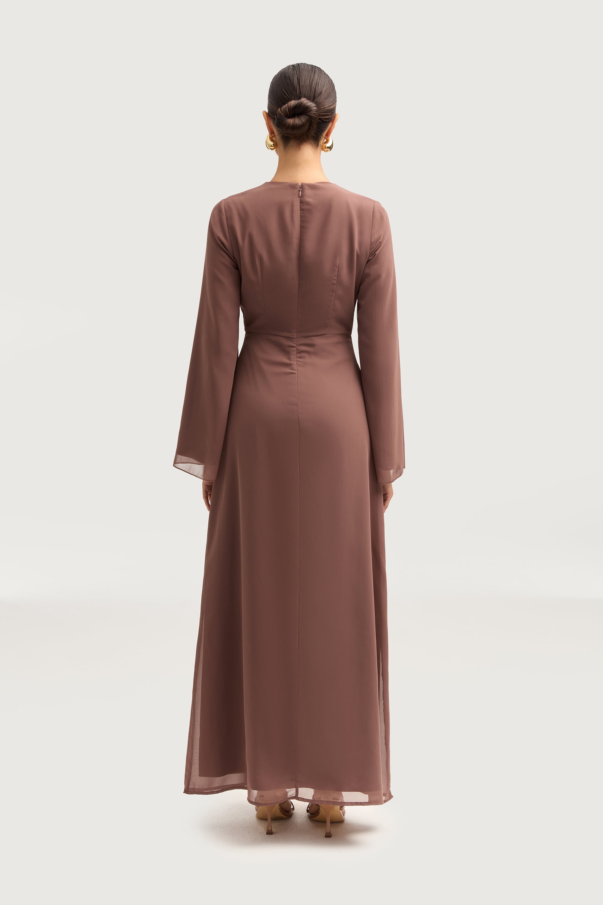 Hawa Two Piece Abaya & Dress Set - Deep Taupe Sets Veiled 