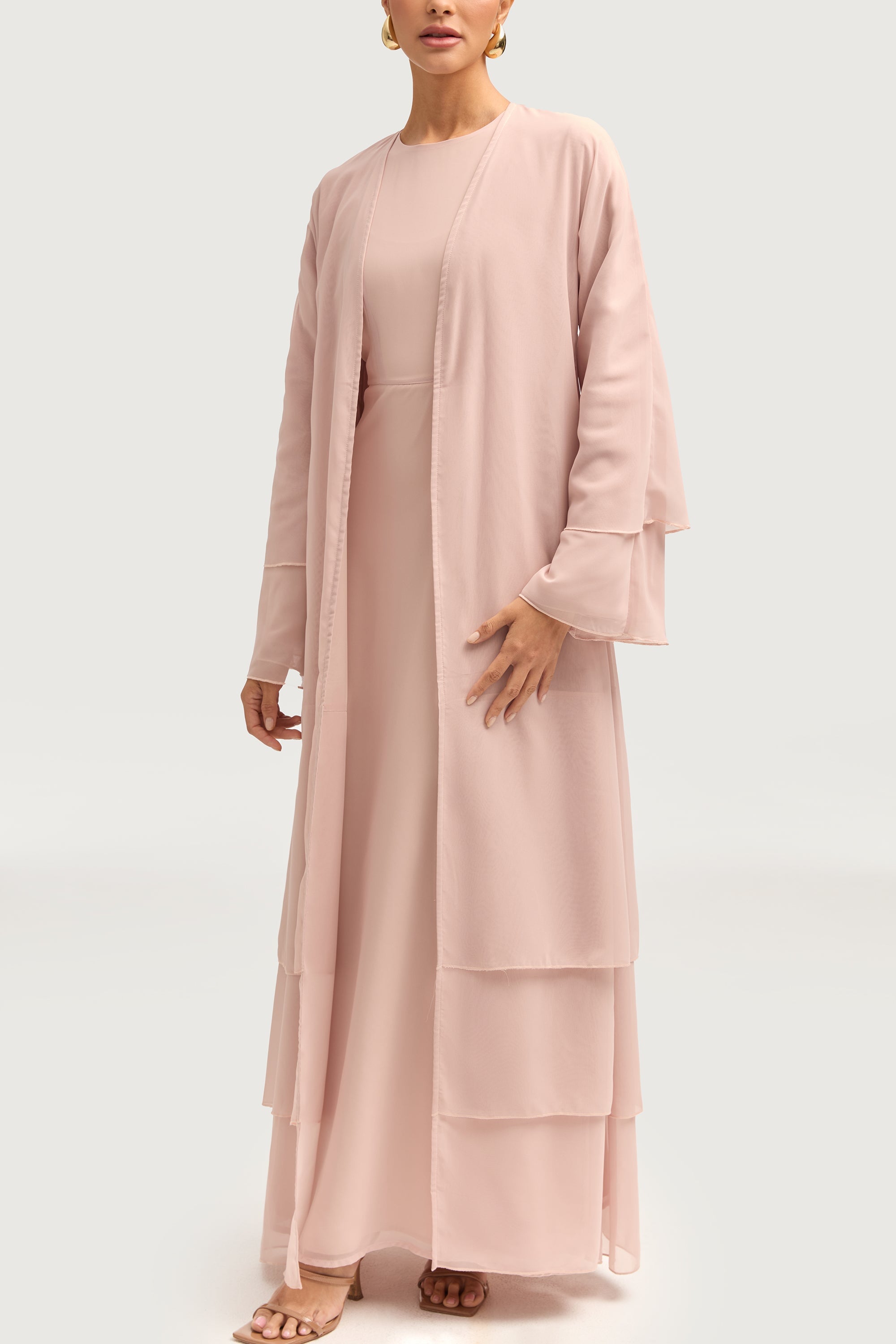 Hawa Two Piece Abaya & Dress Set - Jasmine Pink Sets Veiled 