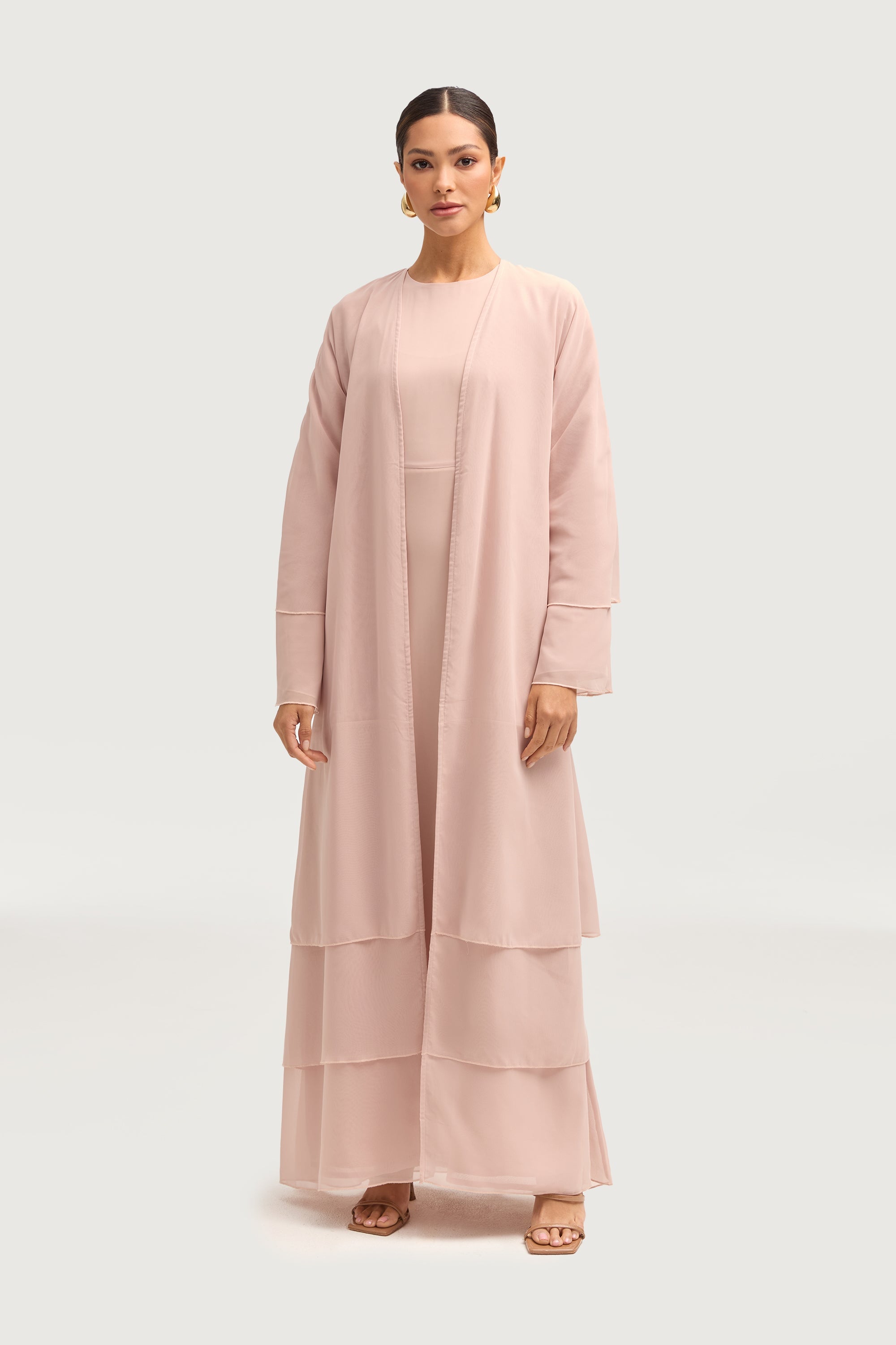 Hawa Two Piece Abaya & Dress Set - Jasmine Pink Sets Veiled 