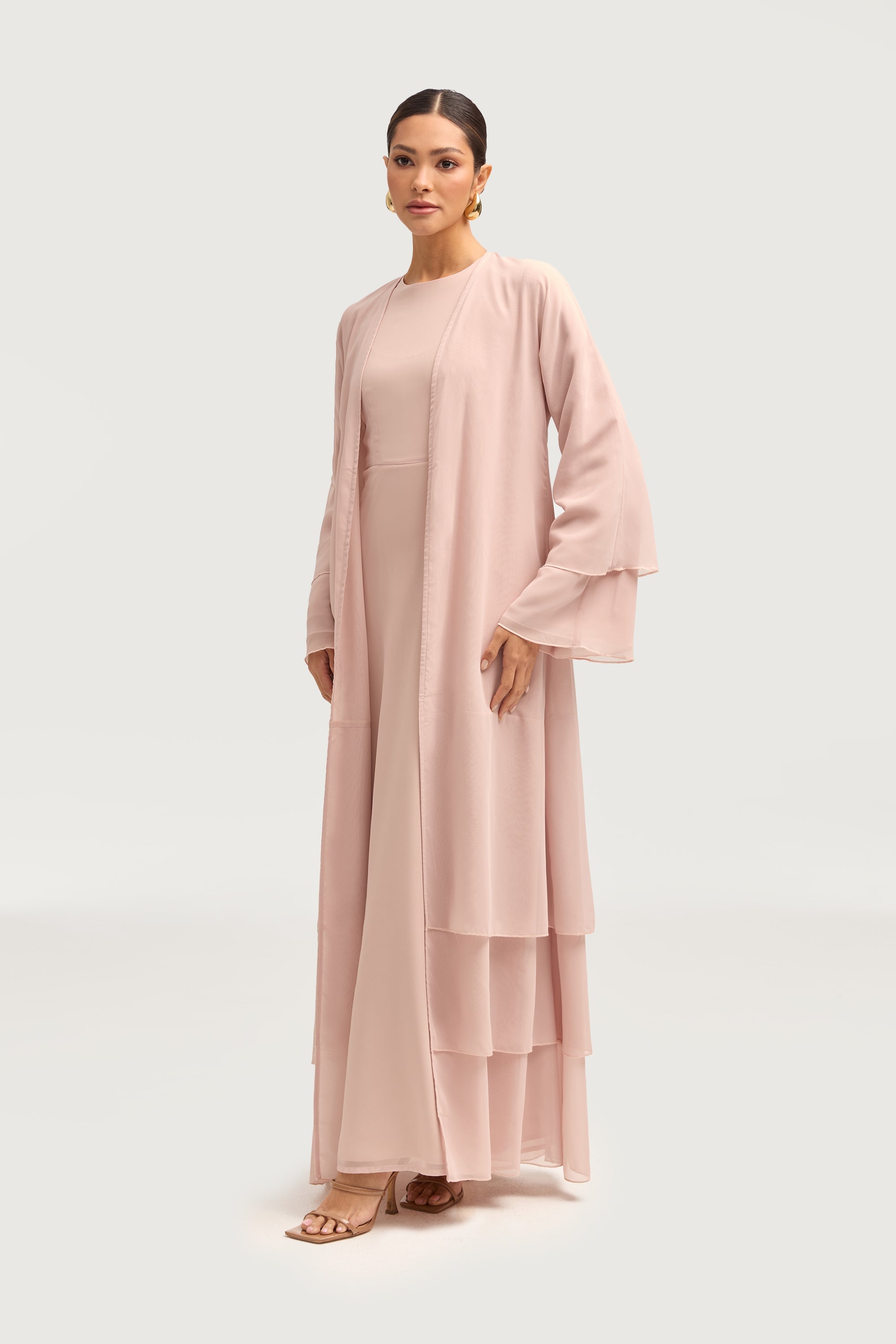 Hawa Two Piece Abaya & Dress Set - Jasmine Pink Sets Veiled 