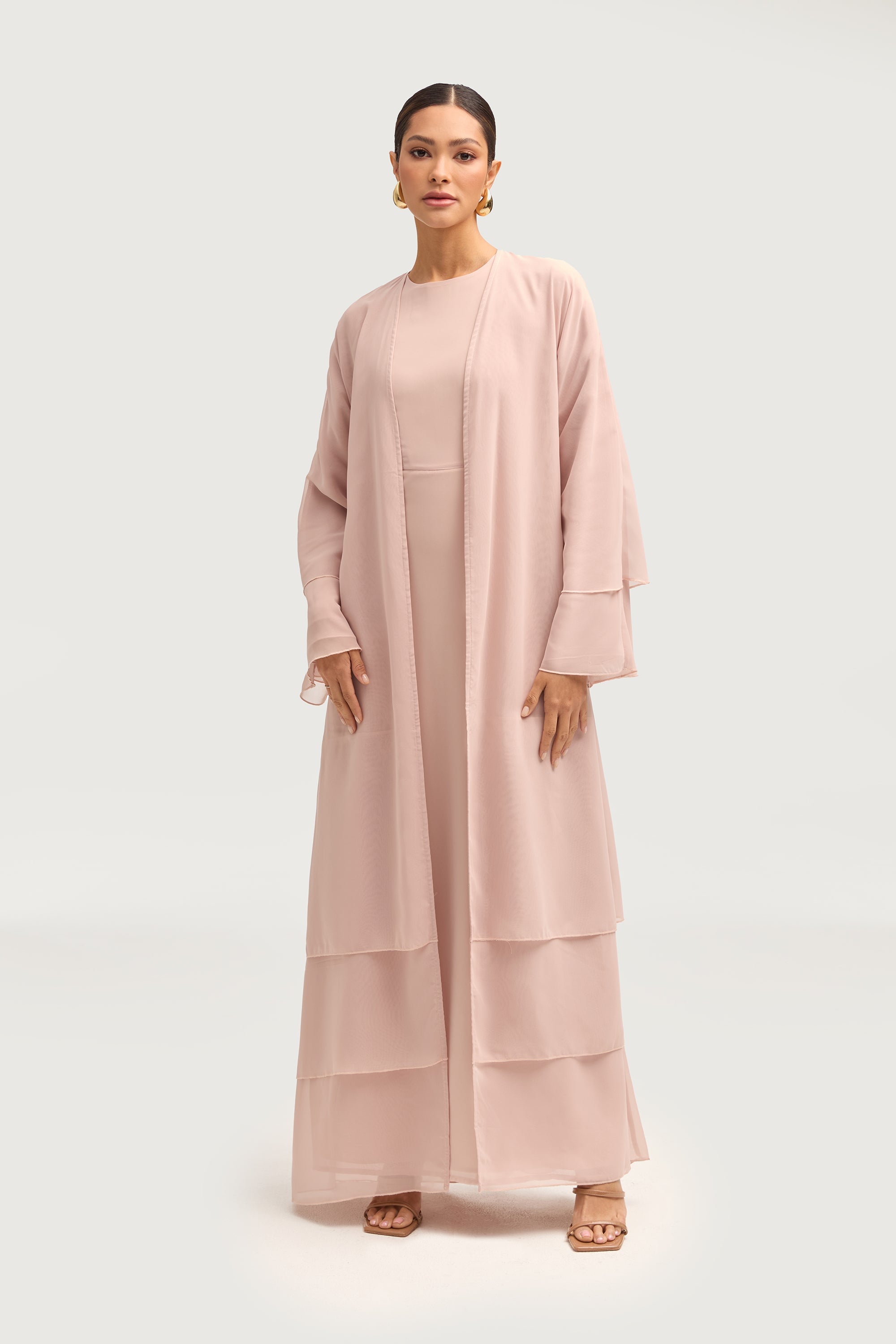 Hawa Two Piece Abaya & Dress Set - Jasmine Pink Sets Veiled 